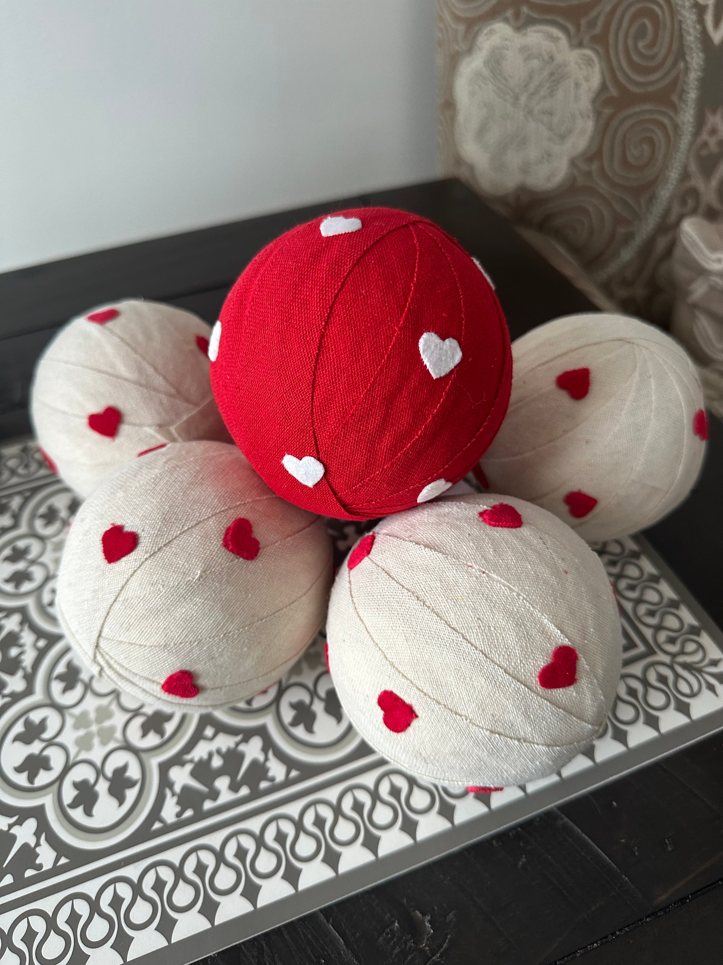 Decorative Fabric Ball with Hearts
