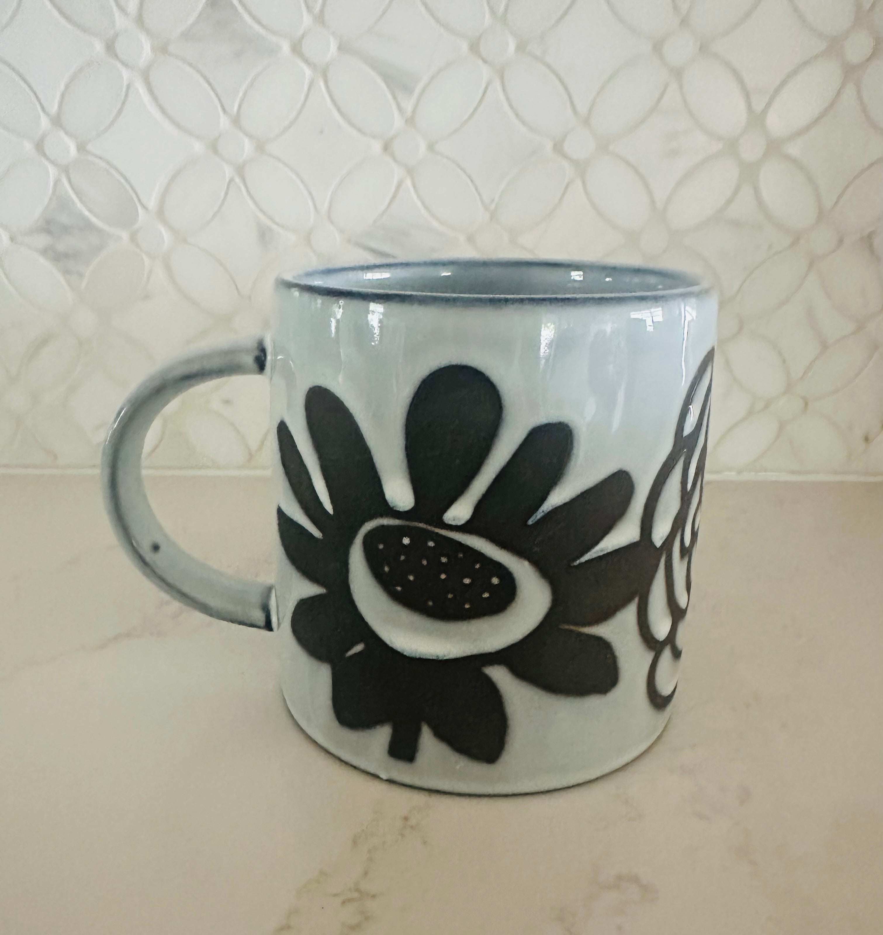 Blue Floral Ceramic Mug