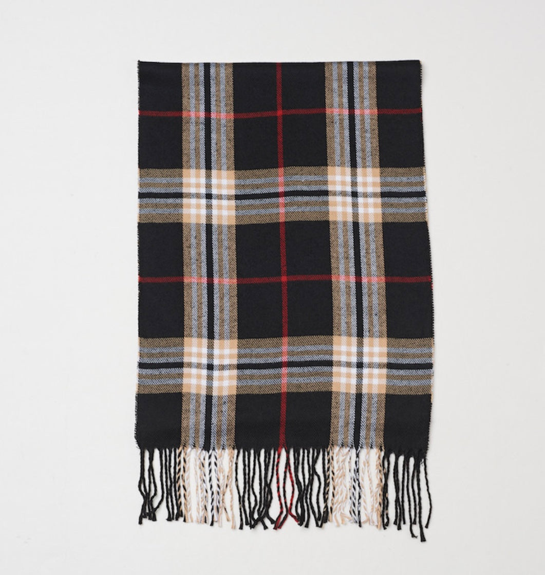 Black Plaid Scarf
