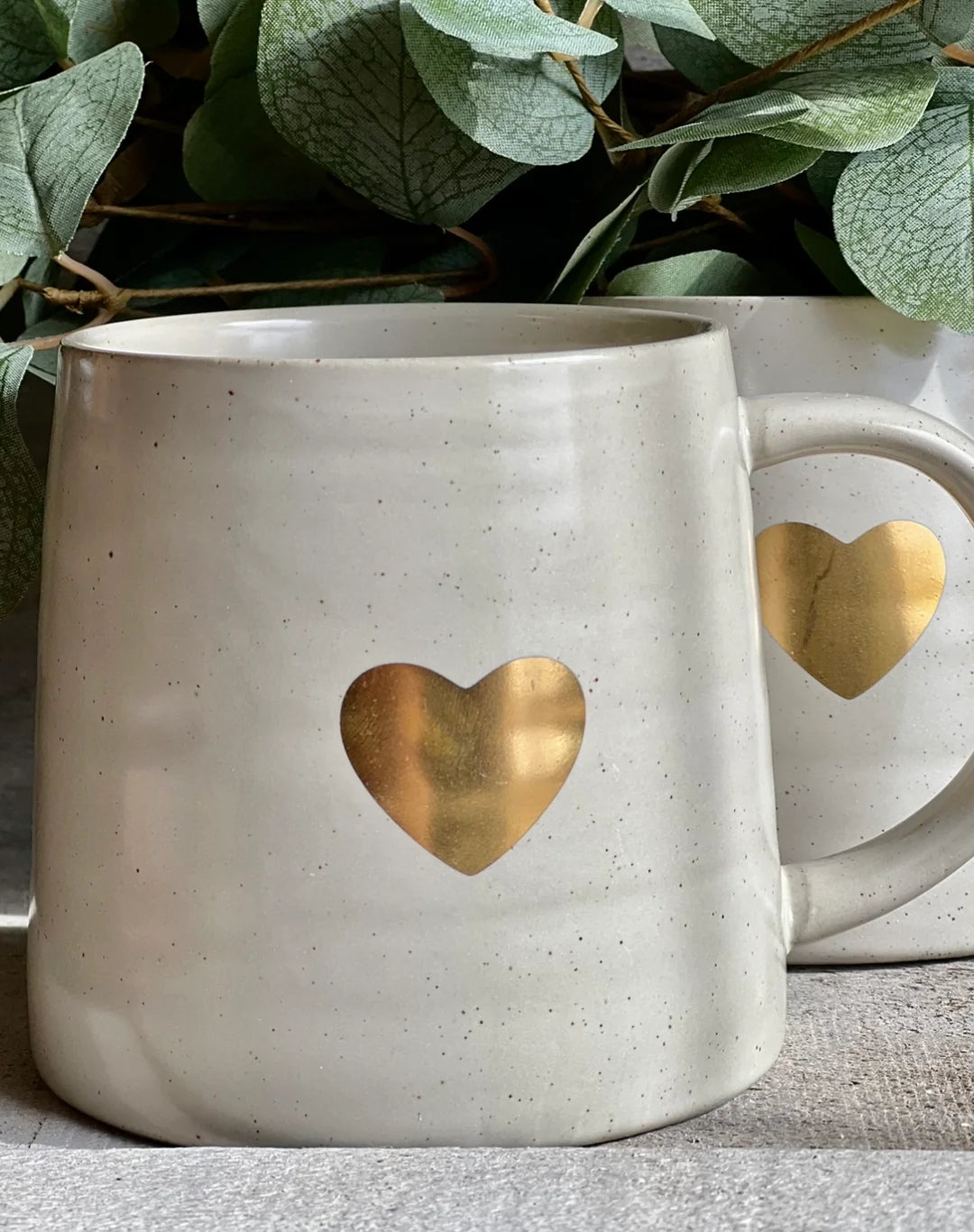 Gold Heart White Mug