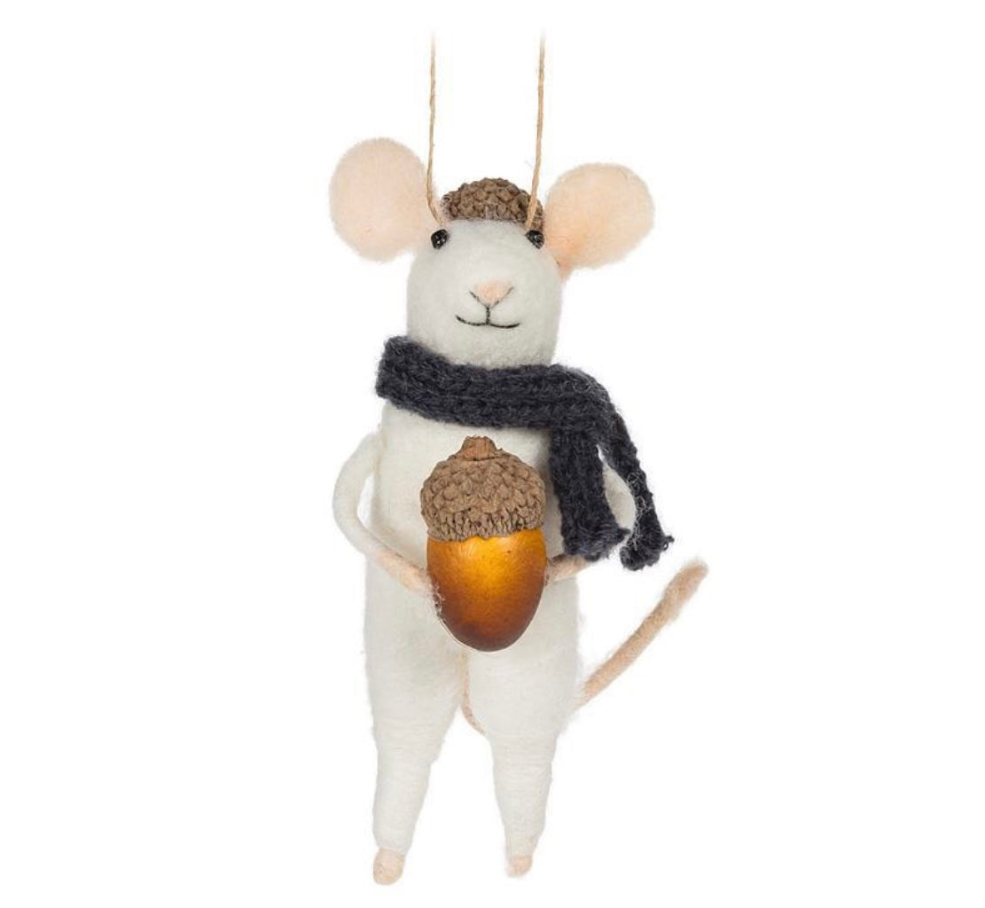 Standing Mouse with Acorn Ornament