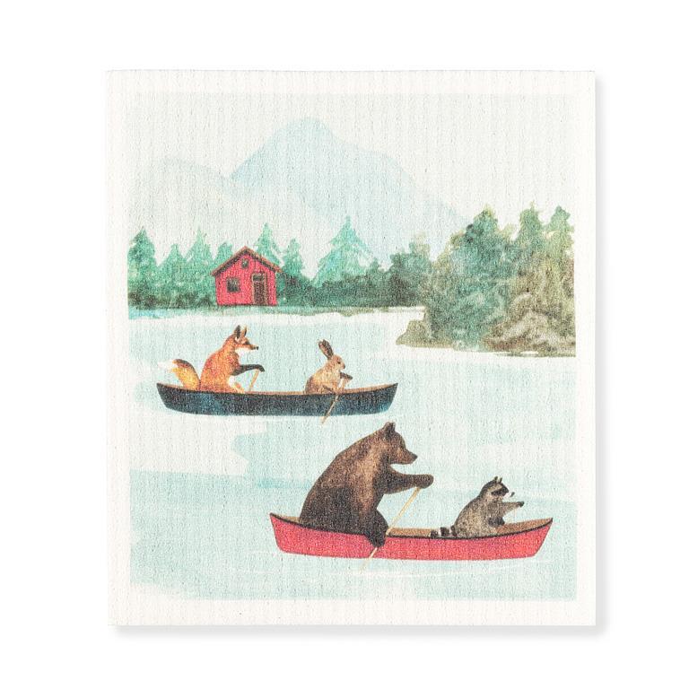 Animals In Canoe Swedish Dish Cloth