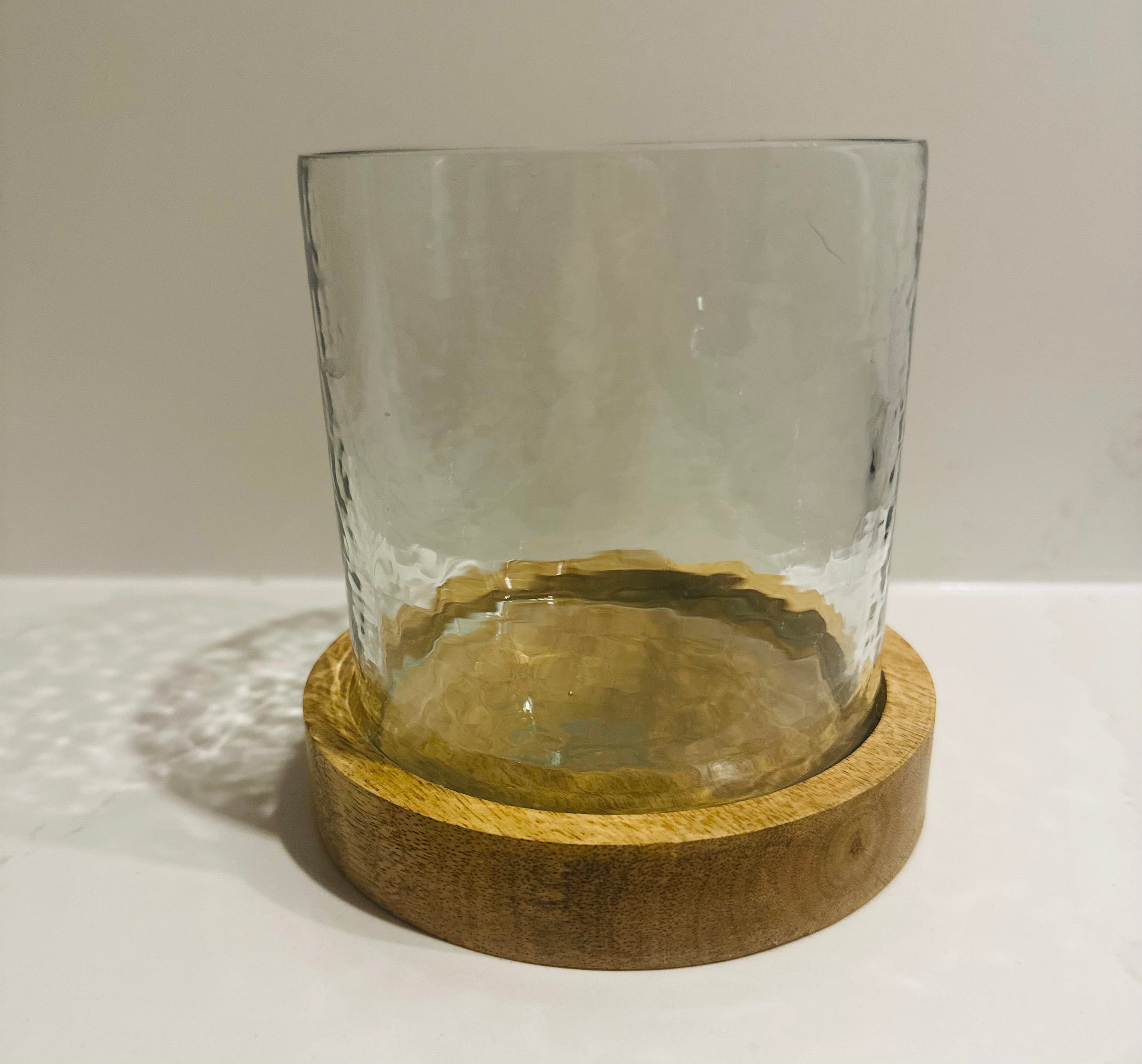 Glass Candle Holder w/ Wood Base