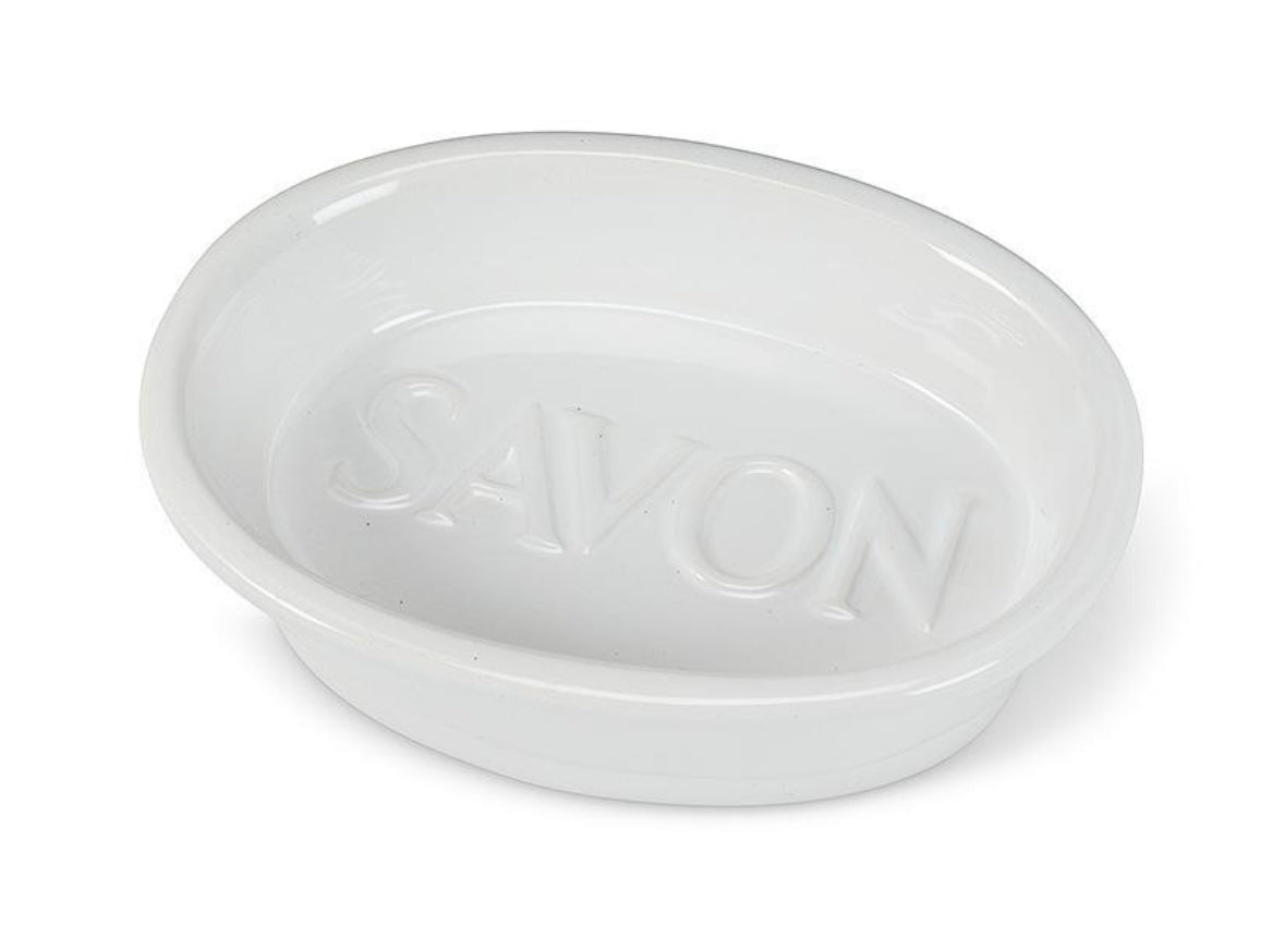 White Oval "Savon" Soap Dish