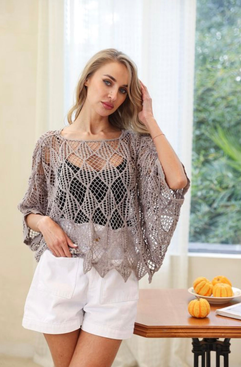Taupe Crochet Top - One Size