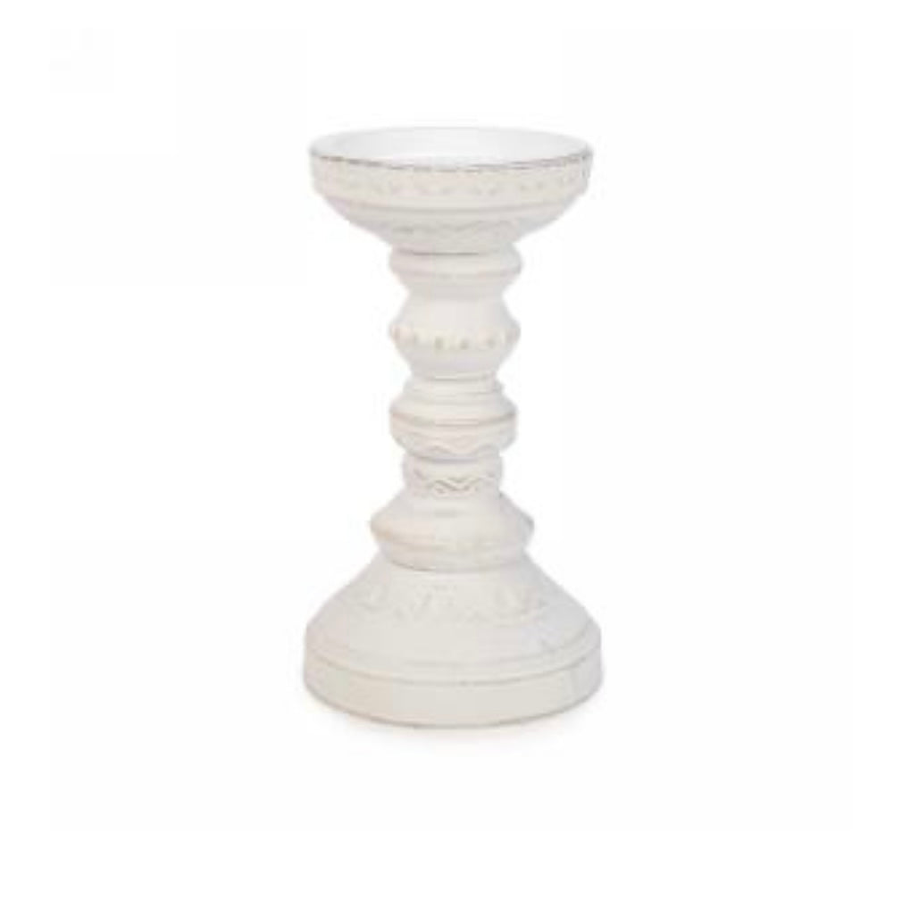 White Antique Candle Holder