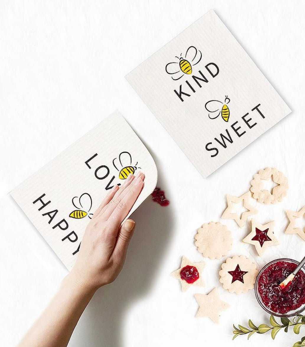 Bee Loved Dish Cloths - Set/2