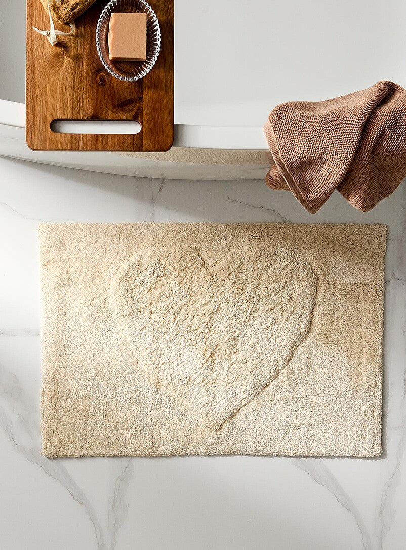 Beige Heart Bath Mat