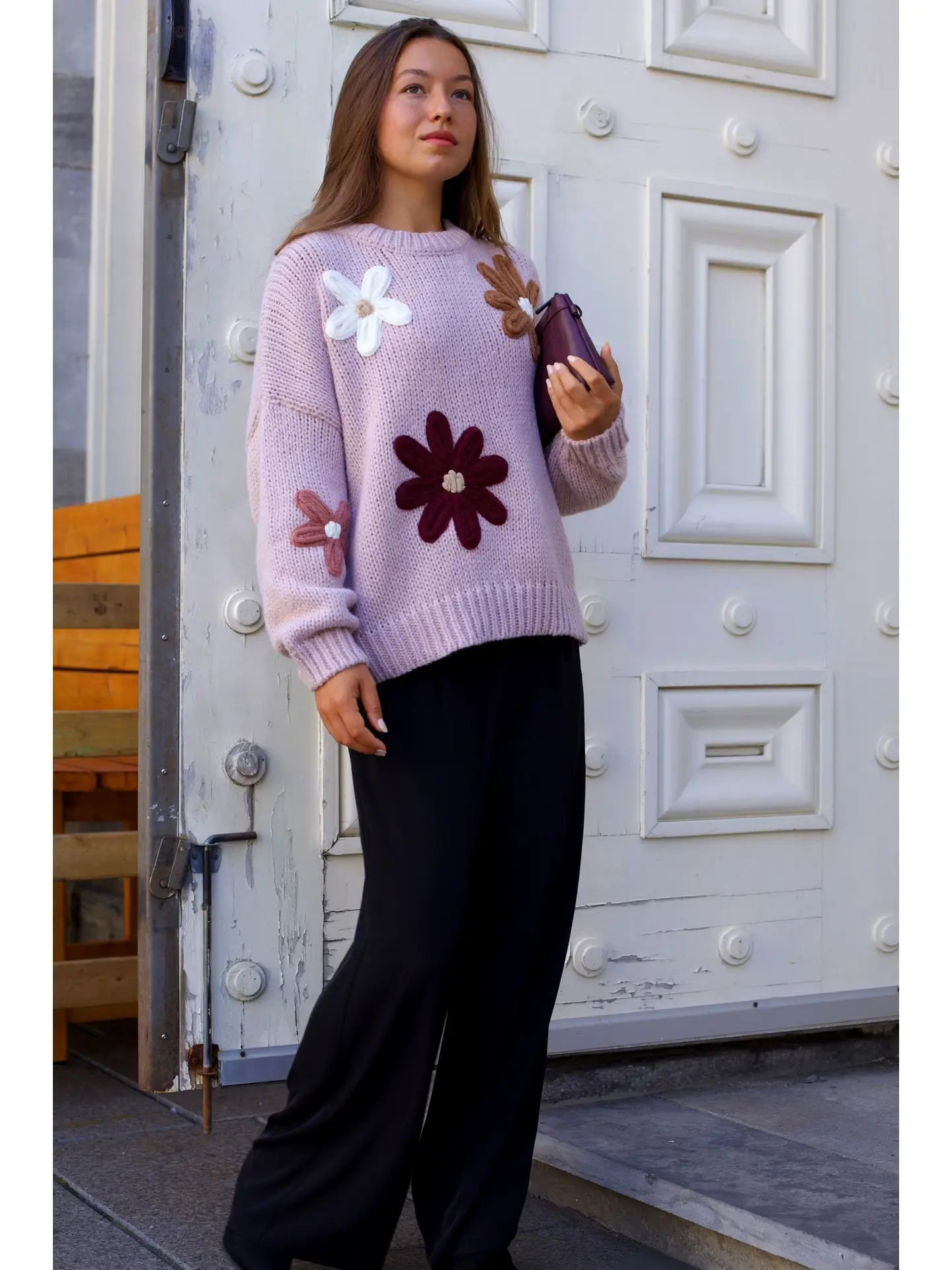 Tamara Floral Knit Sweater - Pink