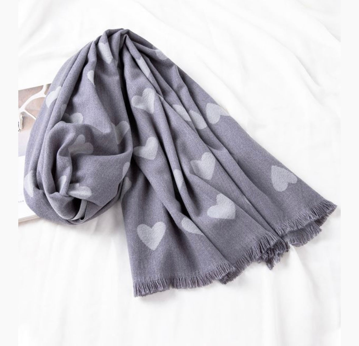 Grey Heart Scarf
