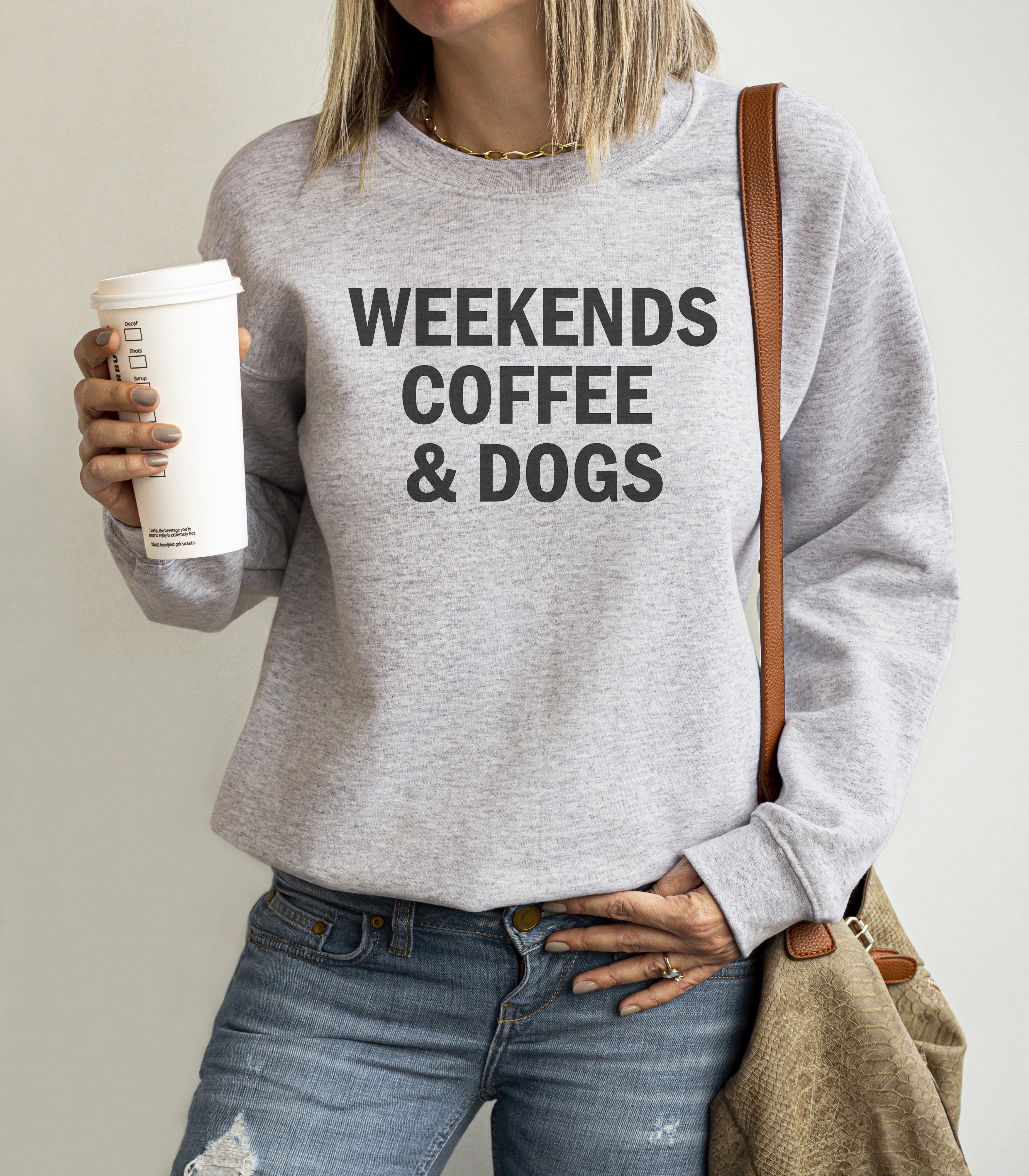 Weekends, Coffee & Dogs Grey Crewneck