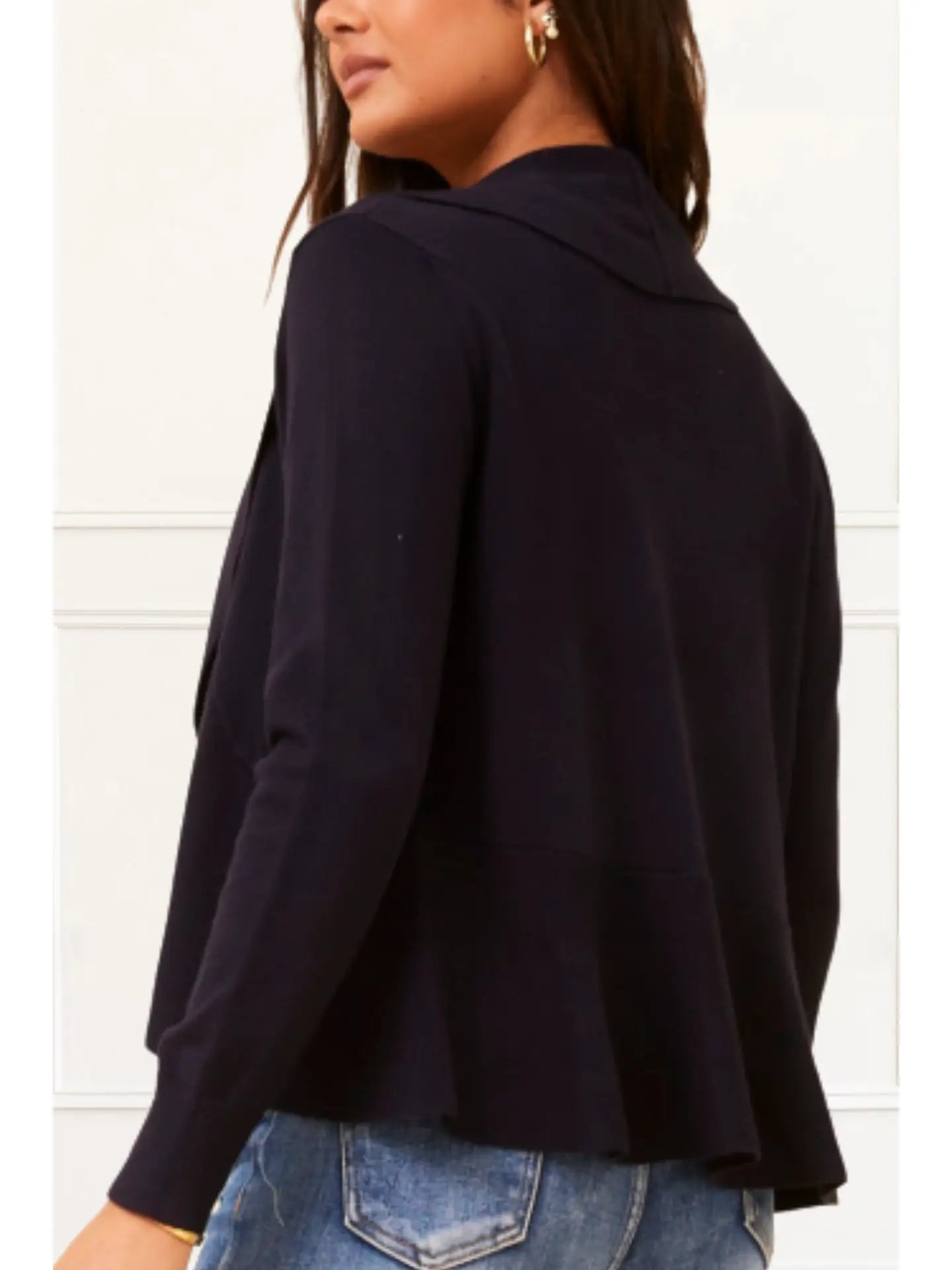 Alessia Open-Front Black Cardigan