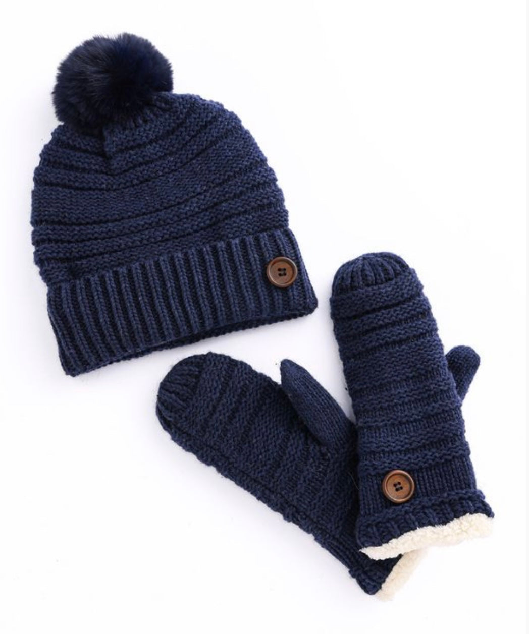 Navy Button Winter Accessories