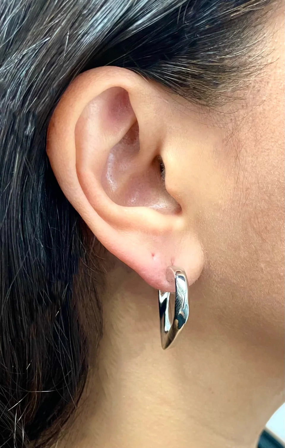 Hoop Earrings Heart Design Silver
