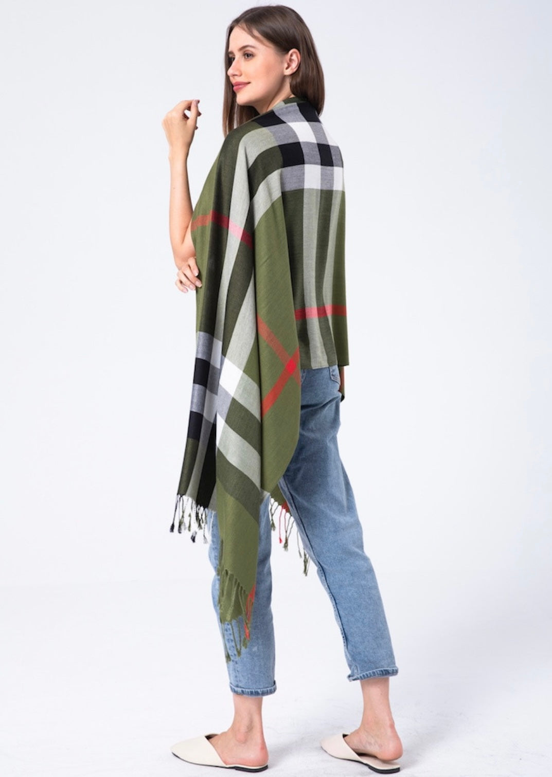Olive Green Plaid Scarf