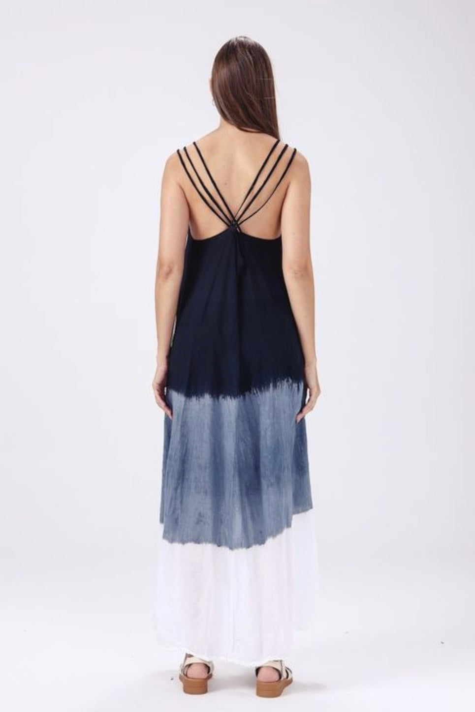 Tie Dye Blue & Black Dress - One Size
