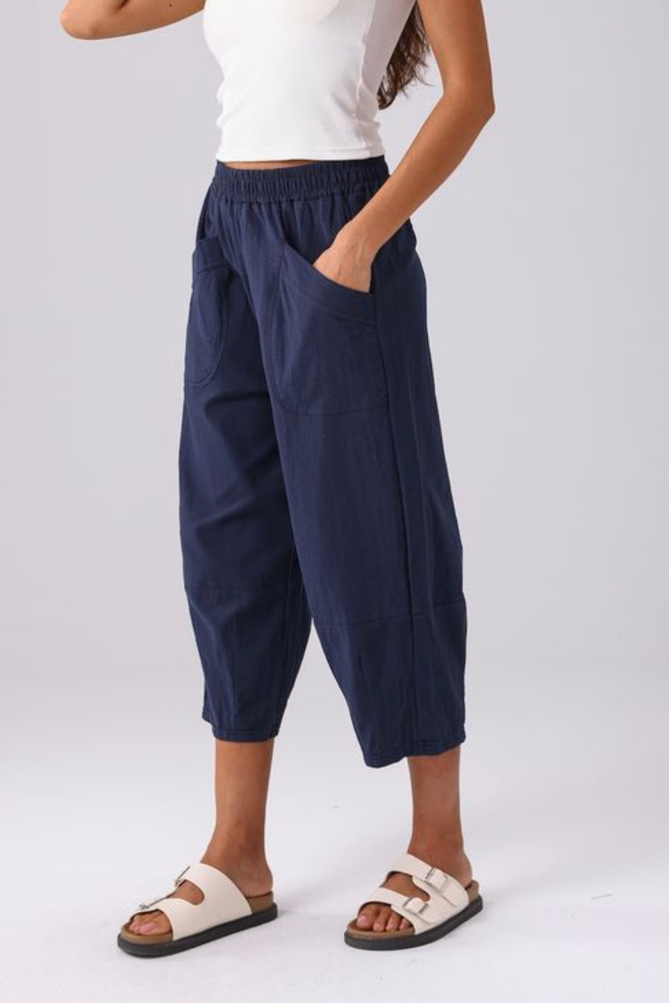 Navy Cropped Pant One Size