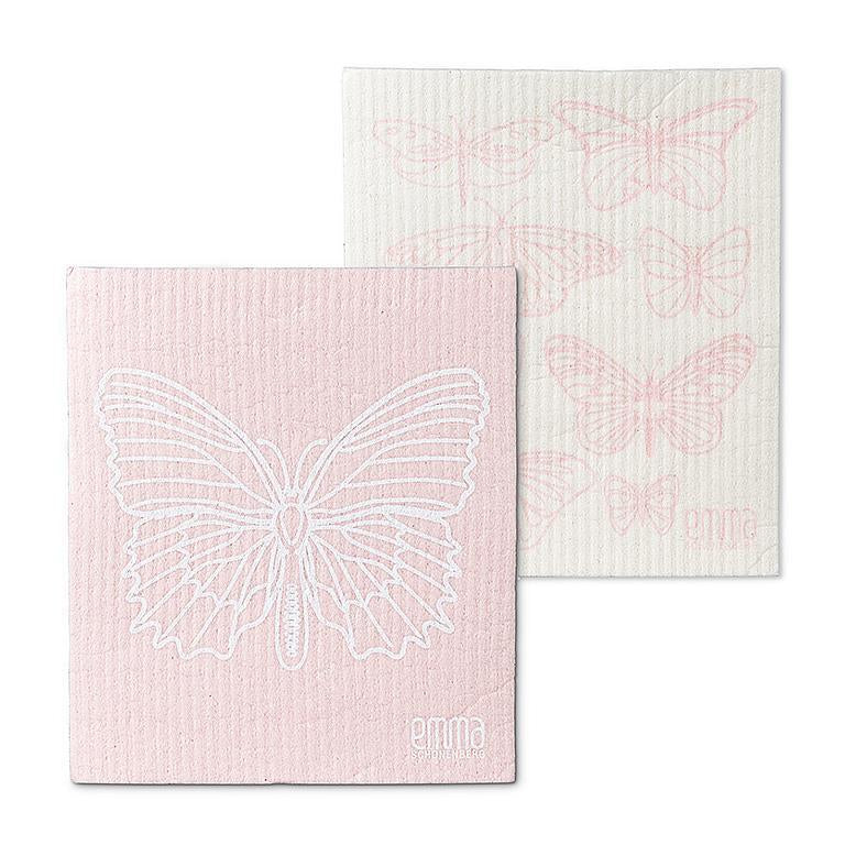 Pink Butterfly Dishcloths Set/2