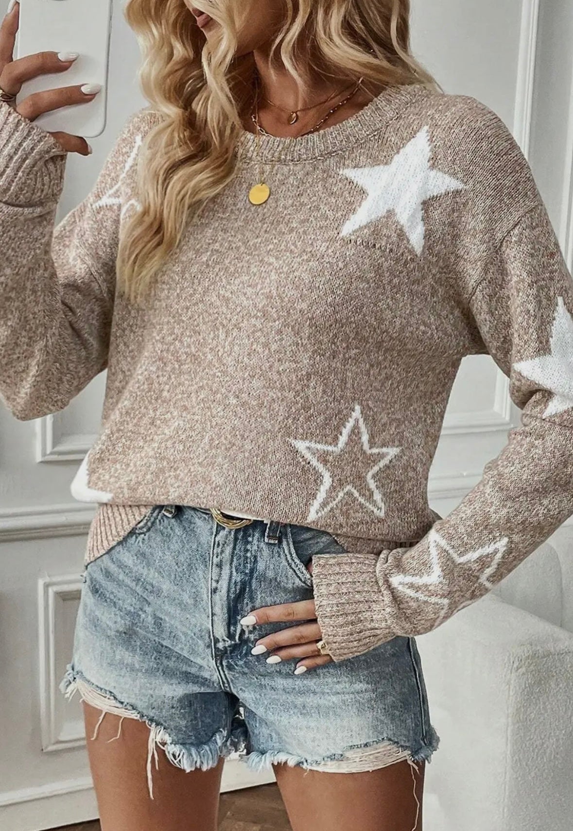 Star Drop Sweater Khaki