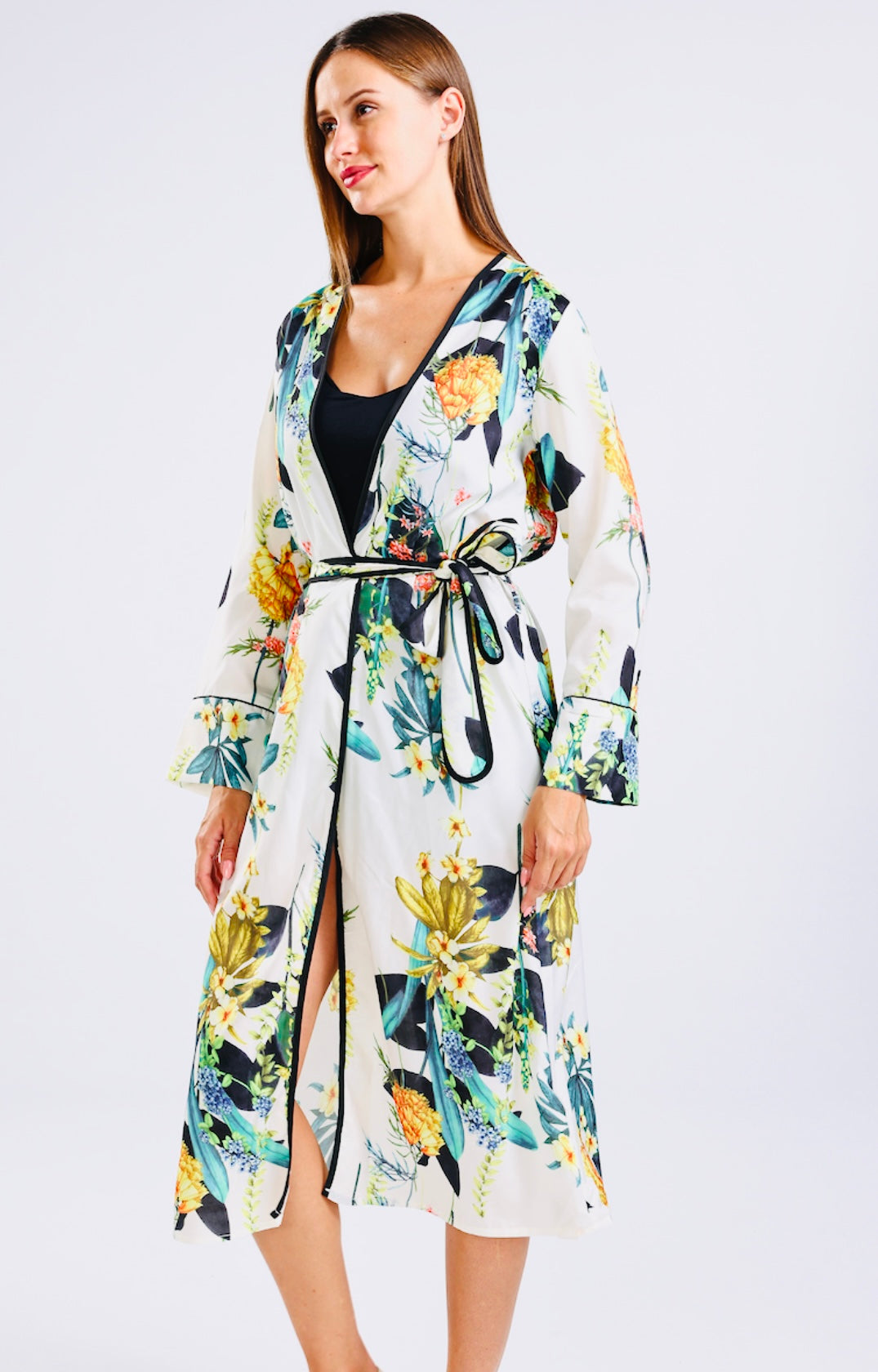 Yellow Florals Kimono - One Size