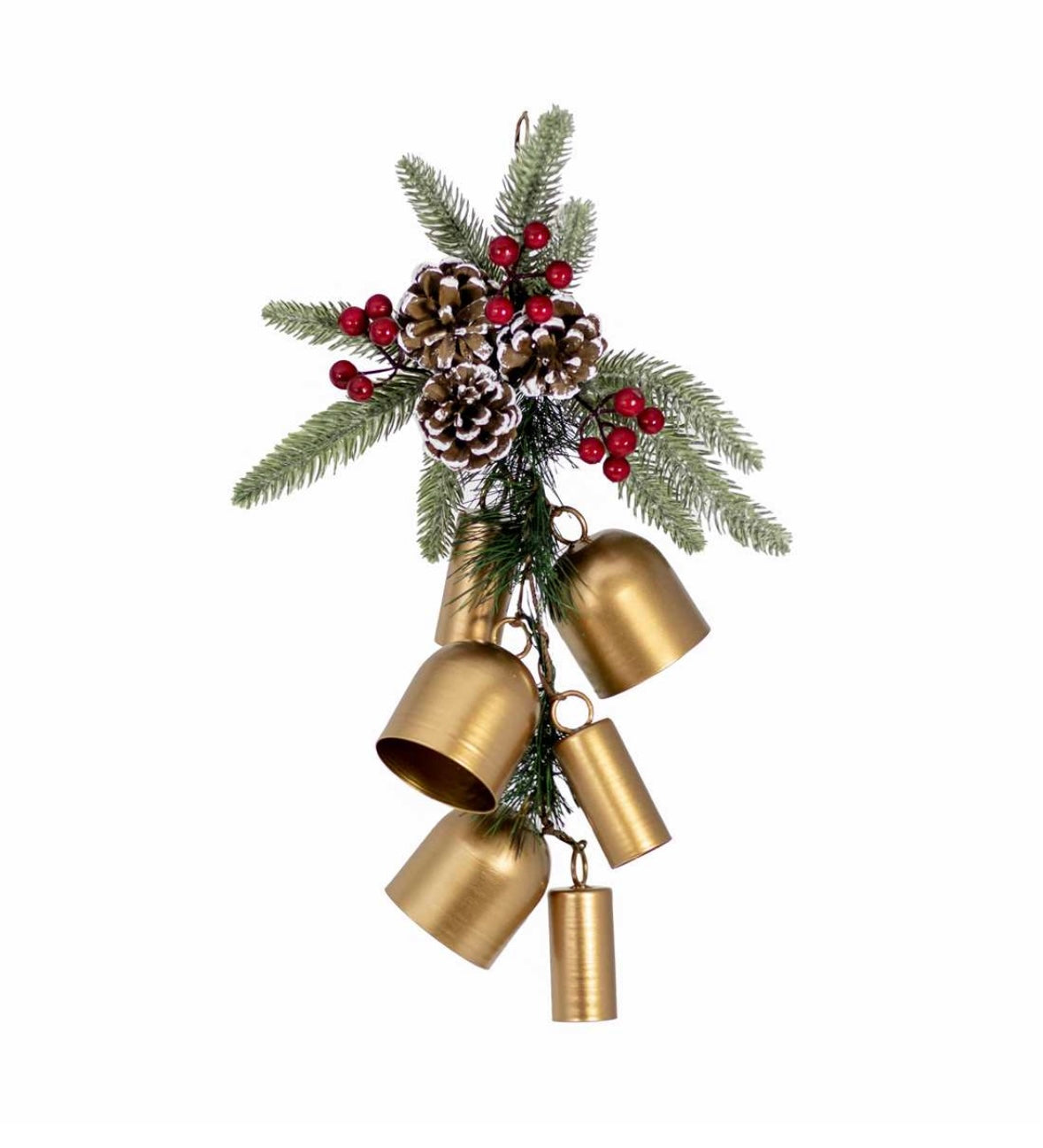 Gold Bells & Greenery Door Decor