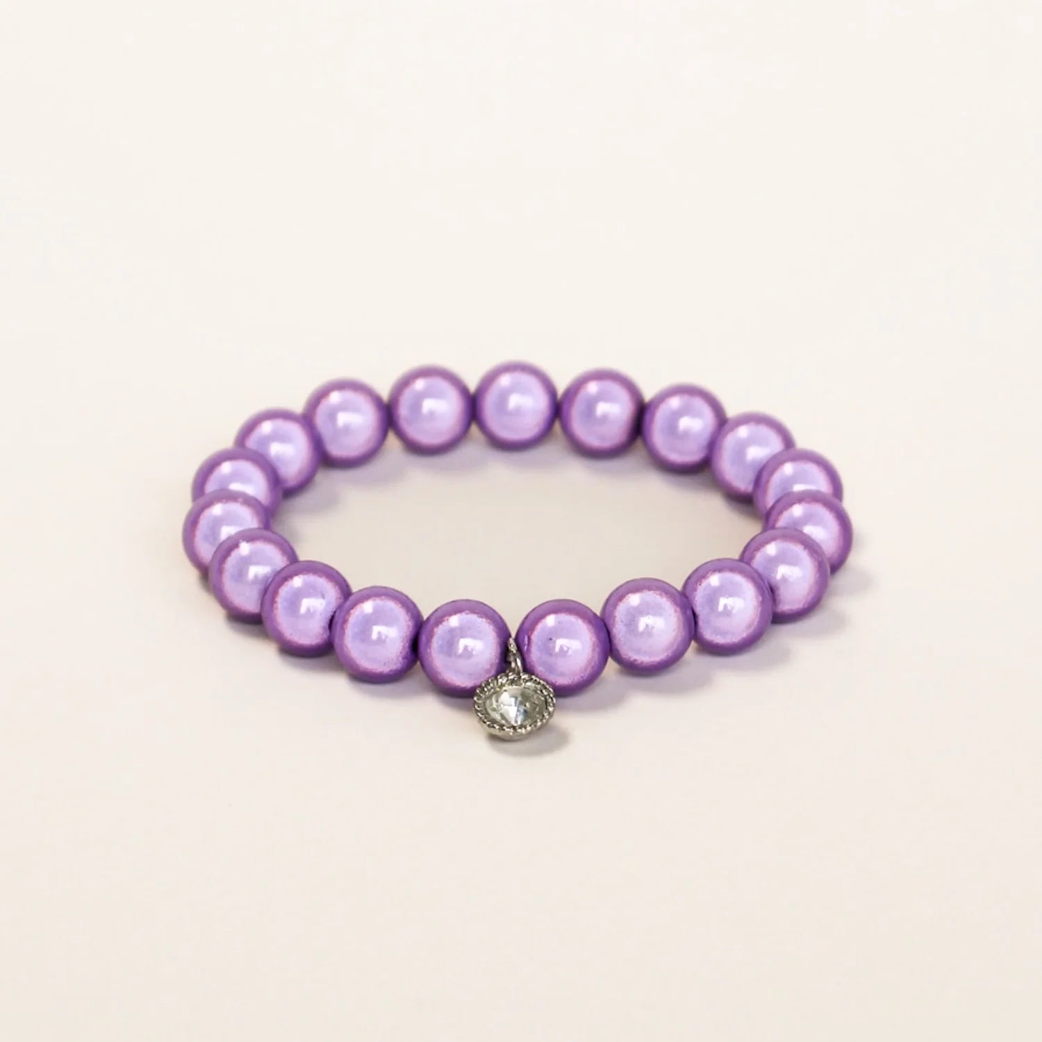 Stretch Bead Bracelet Lilac & CZ