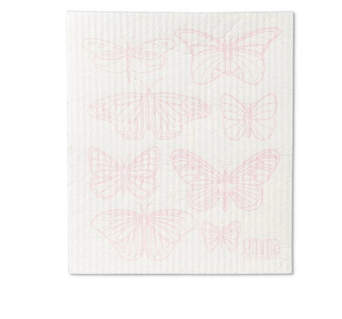 Pink Butterfly Dishcloths Set/2