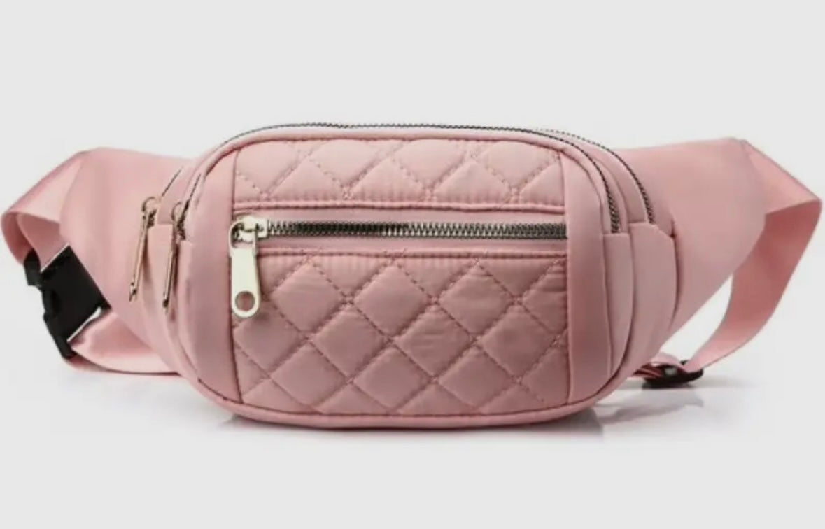 Quilted Multi Pocket Waist Belt Bag