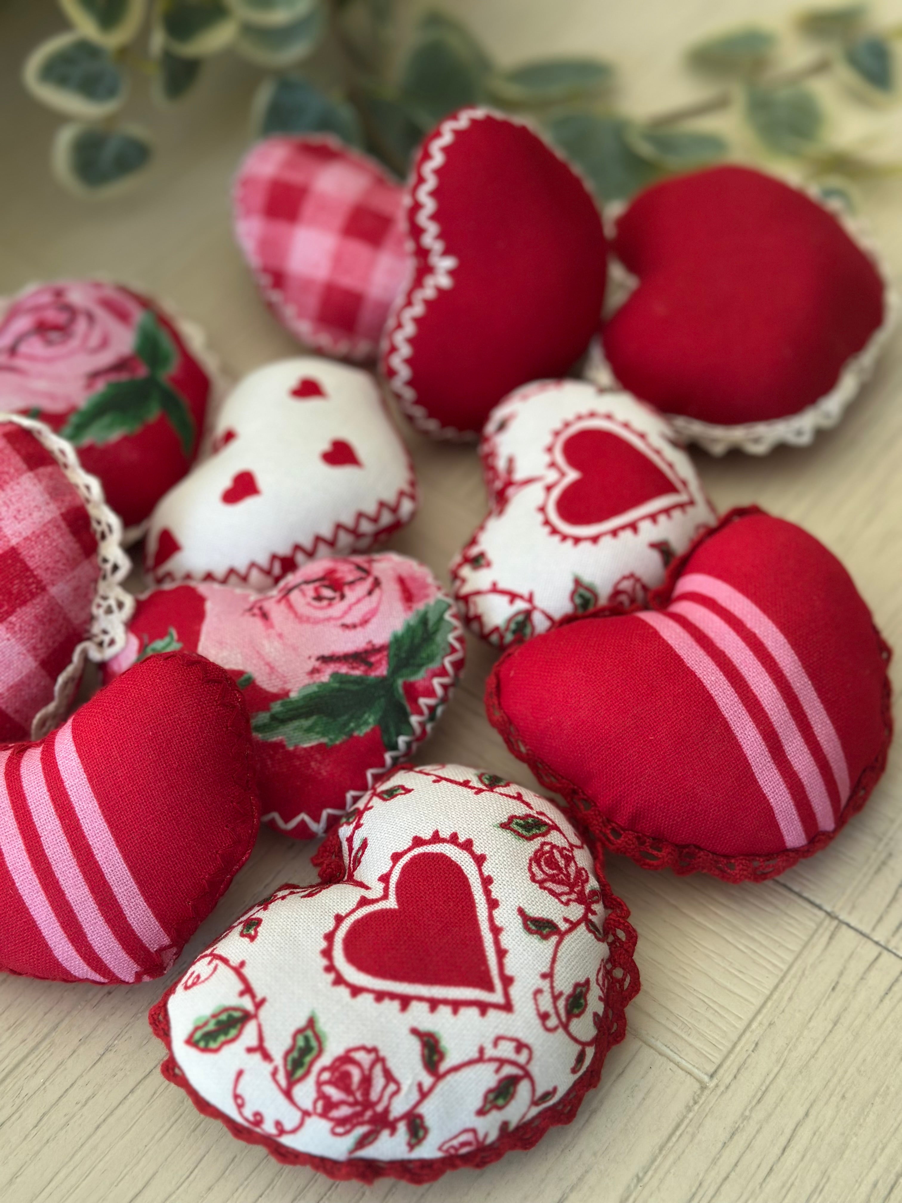 Assorted Fabric Hearts Decor