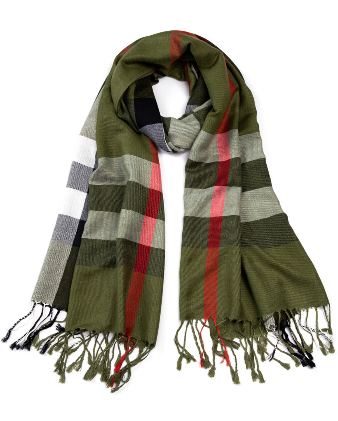 Olive Green Plaid Scarf