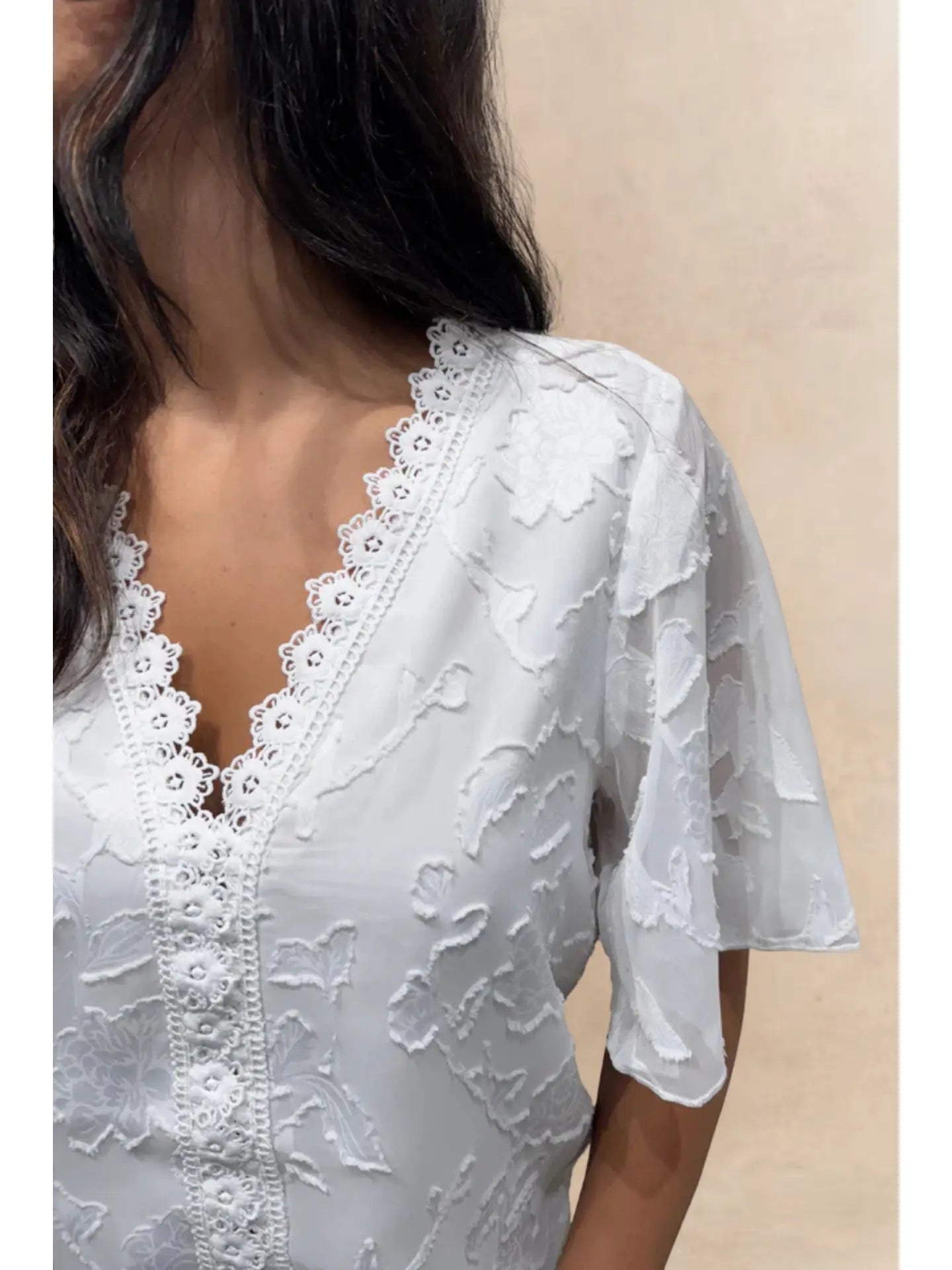Lucie V-Neck White Blouse