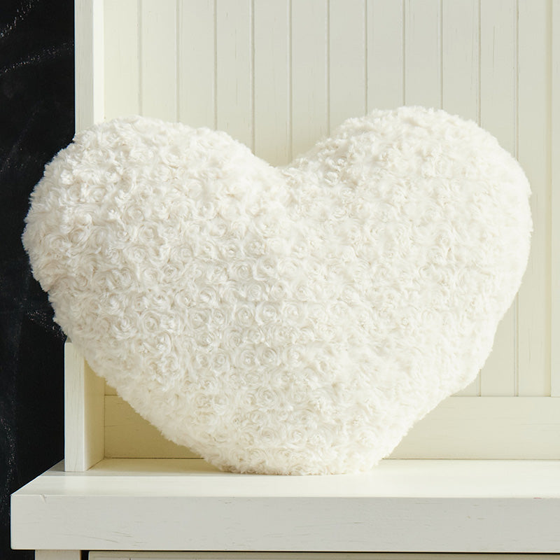 Cream Rosettes Plush Heart Pillow