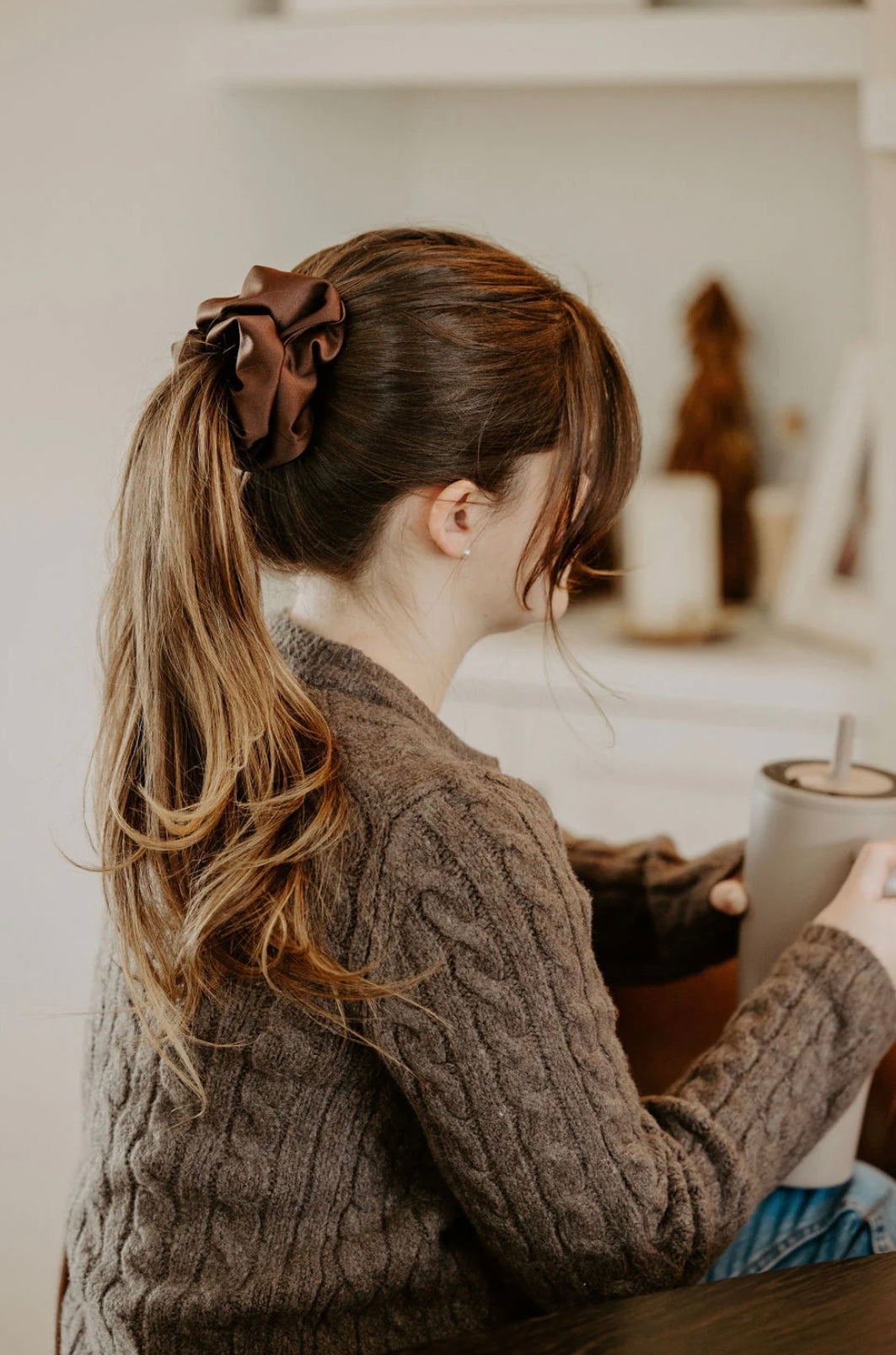 Barbays Cocoa Satin Scrunchie