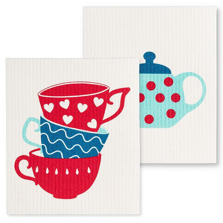 Teapot & Cups Dishcloths Set/2