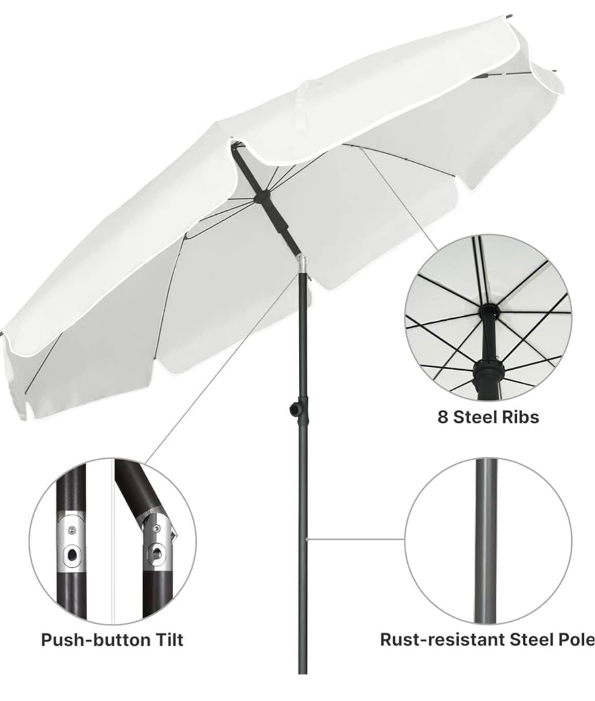 White 6.5 Patio Umbrella/Pick Up Only