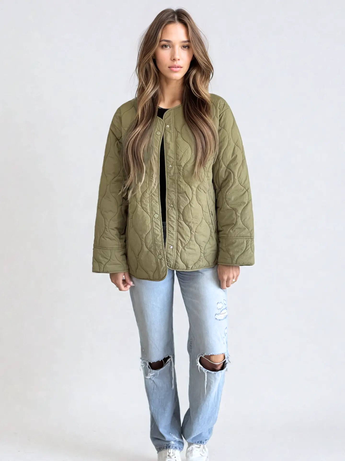 Ophelia Light Quilted Coat - Olive