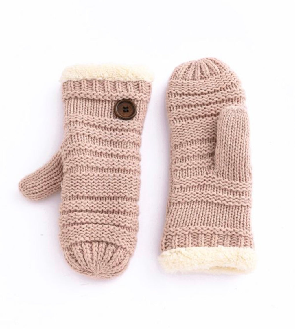 Button Fleece Winter Mittens