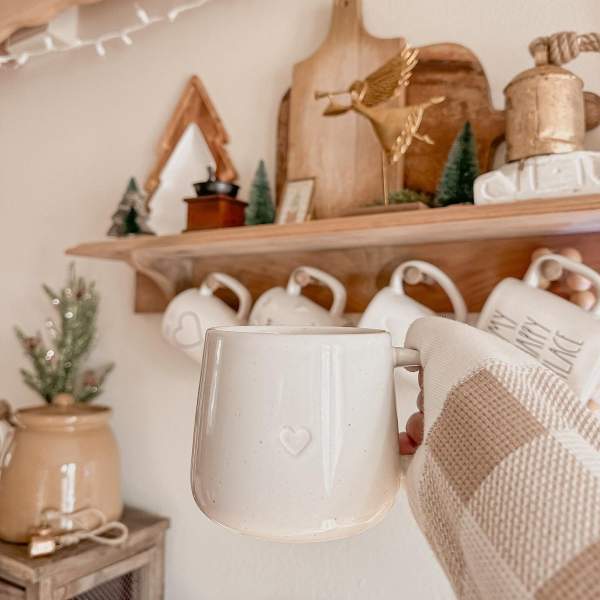 White Stoneware Heart Mug