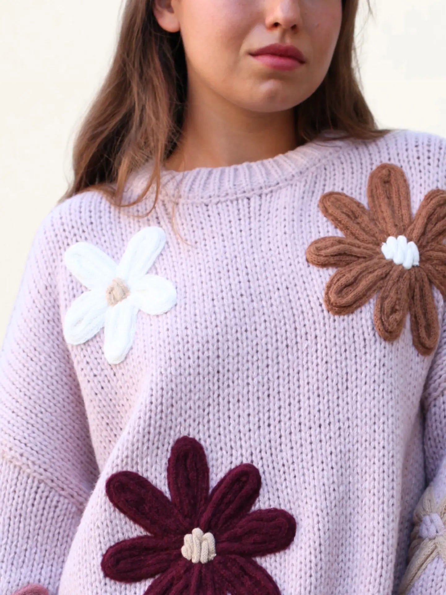 Tamara Floral Knit Sweater - Pink