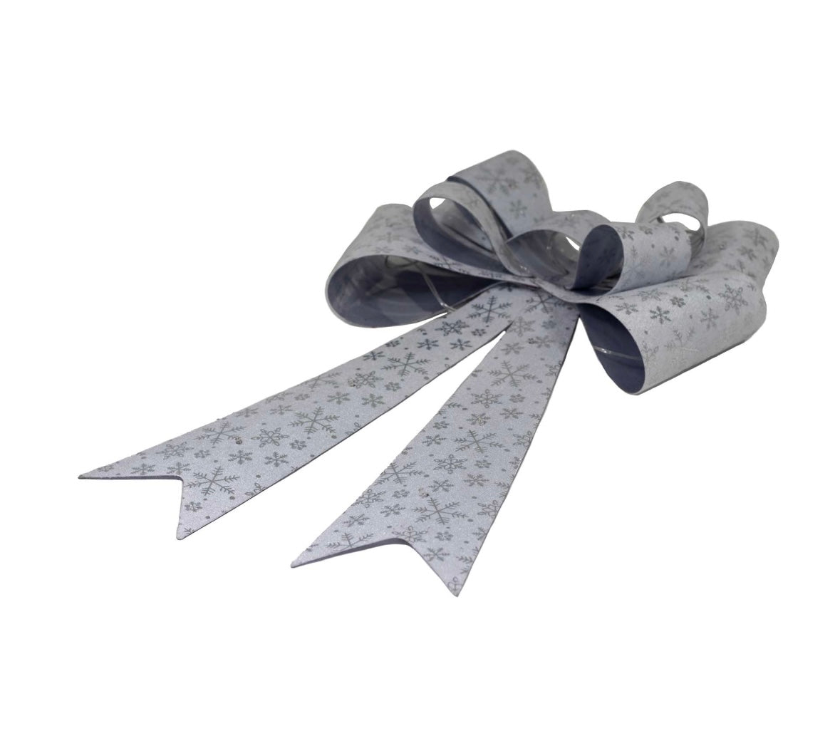 Silver & Snowflakes LED Bow Decor