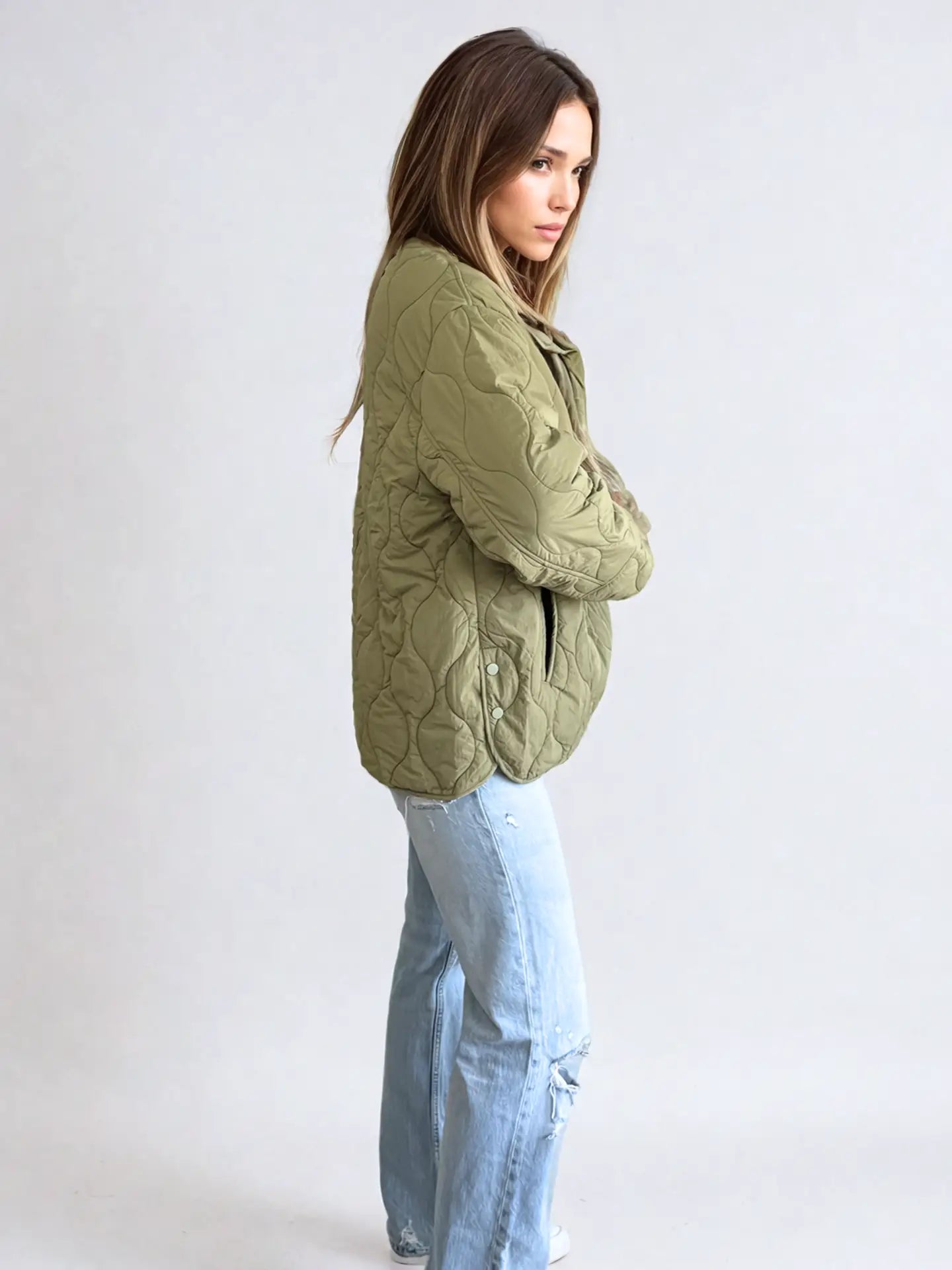 Ophelia Light Quilted Coat - Olive