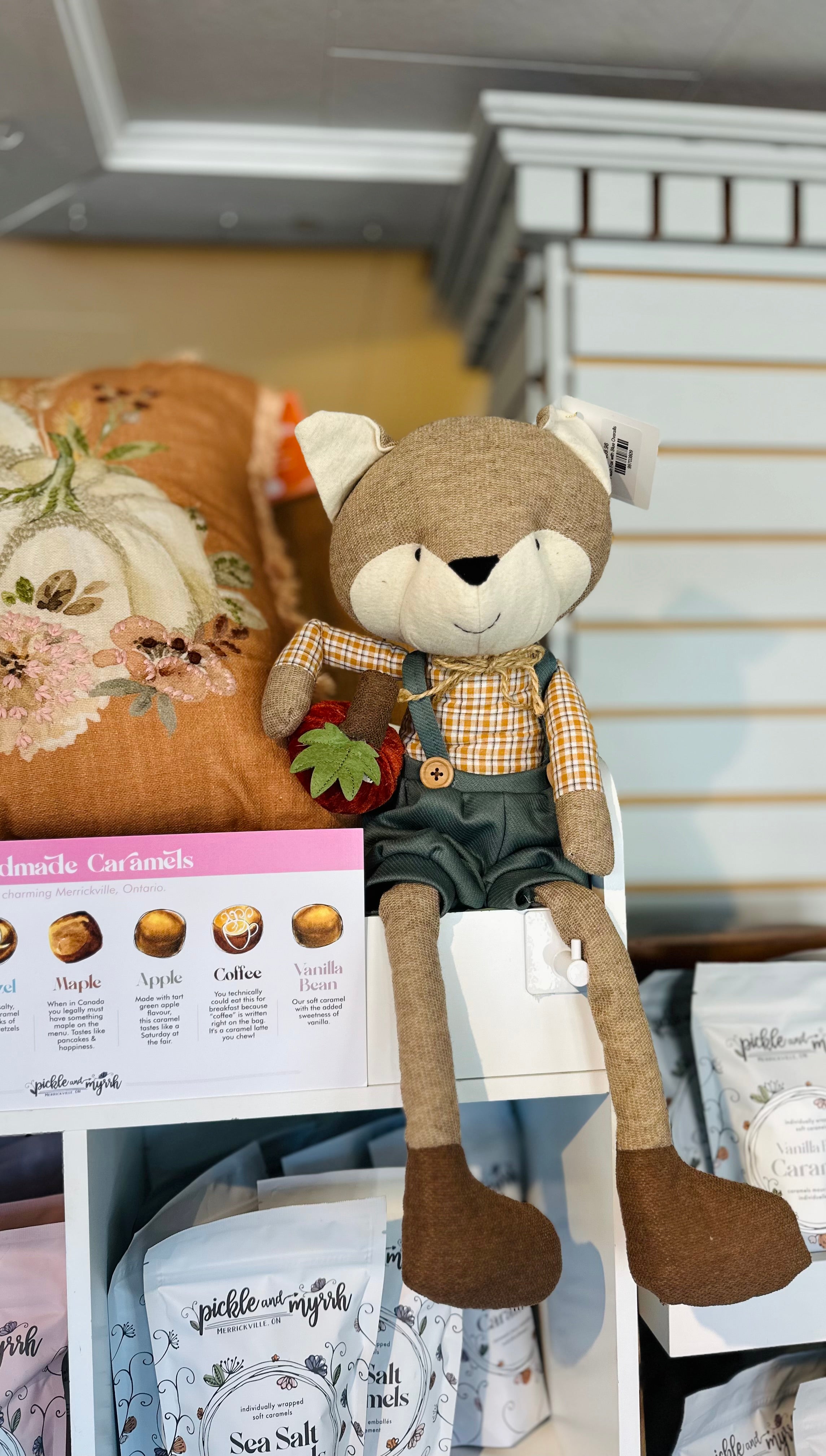 Plush Fox with Blue Overalls