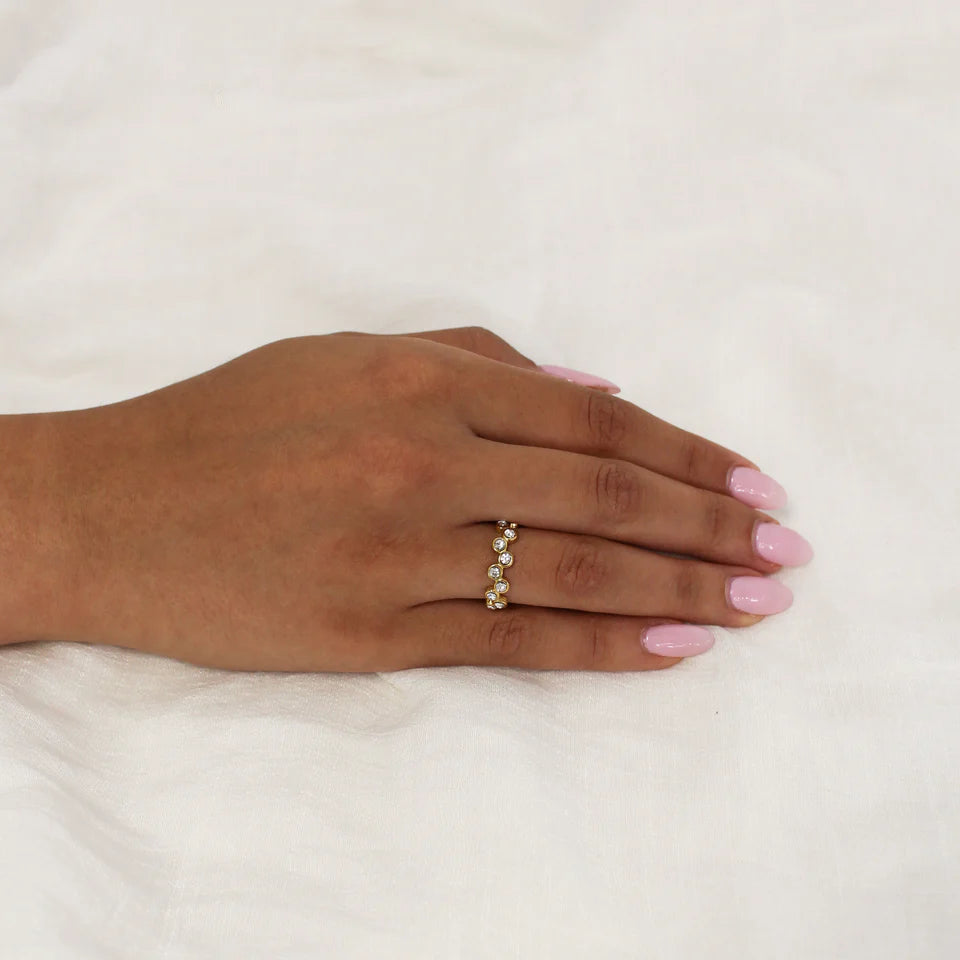 Swirl Cubic Zirconia Adjustable Ring Gold