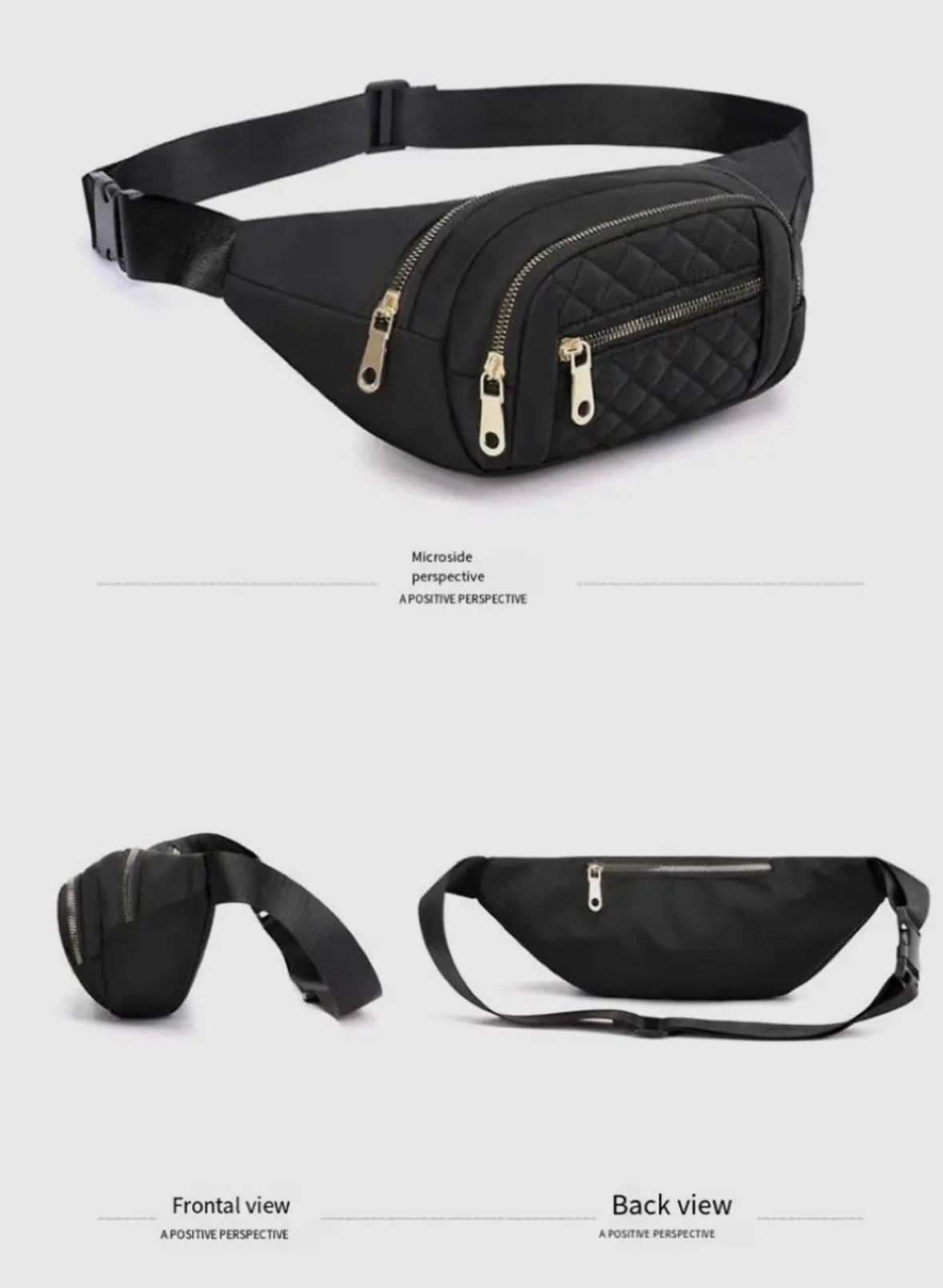 Quilted Multi Pocket Waist Belt Bag