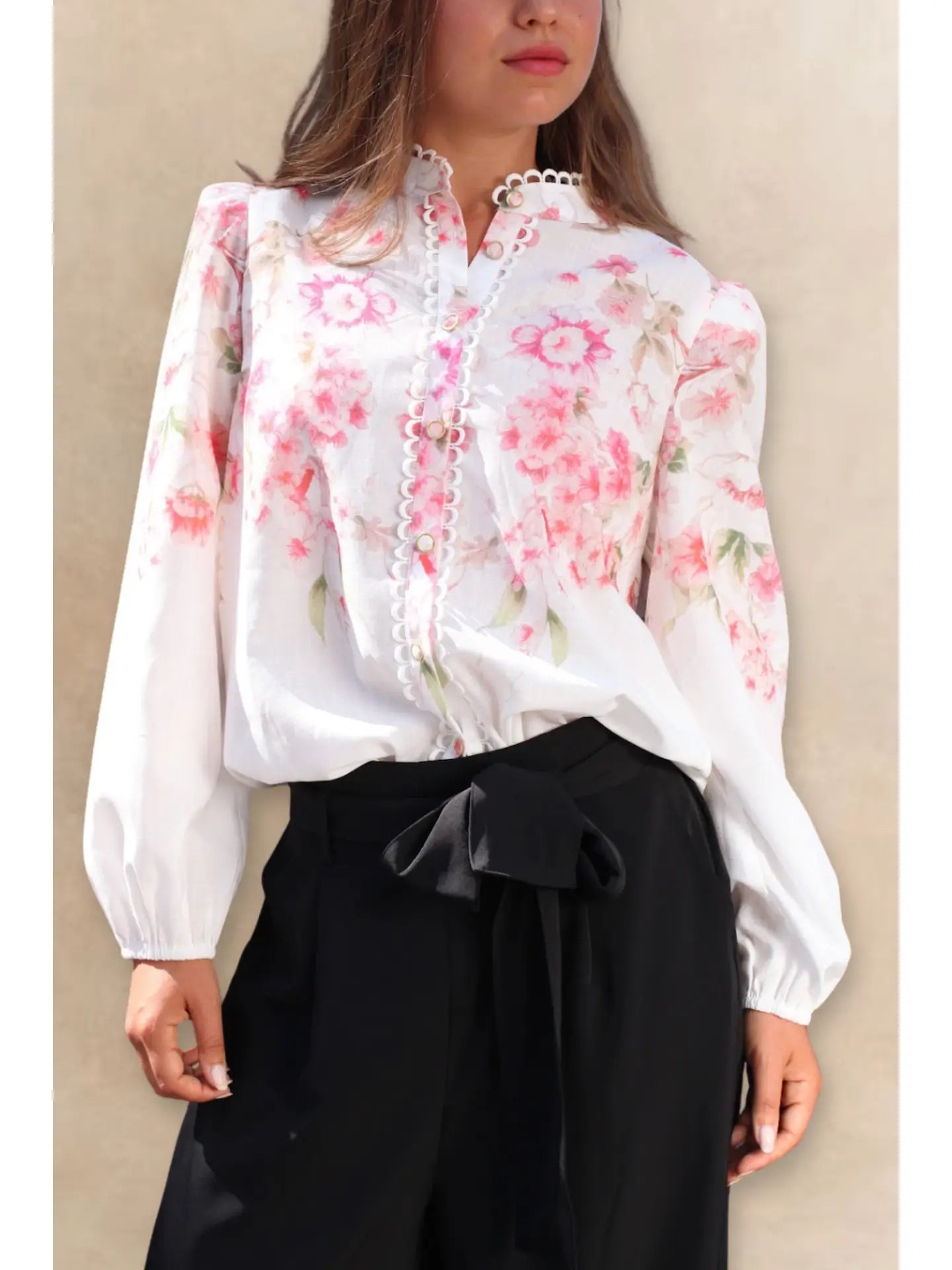 Celeste Floral White Blouse