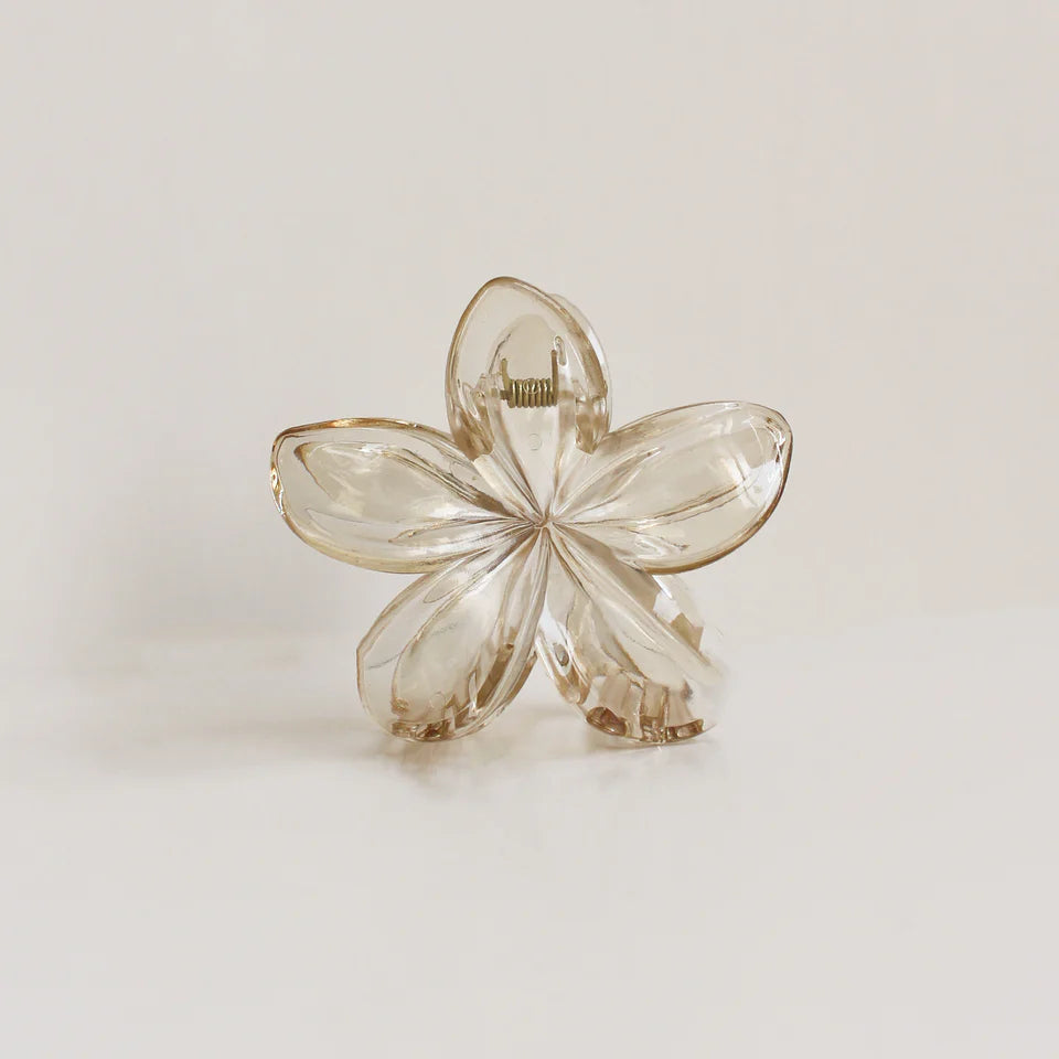 Floral Hair Clip - Clear Taupe