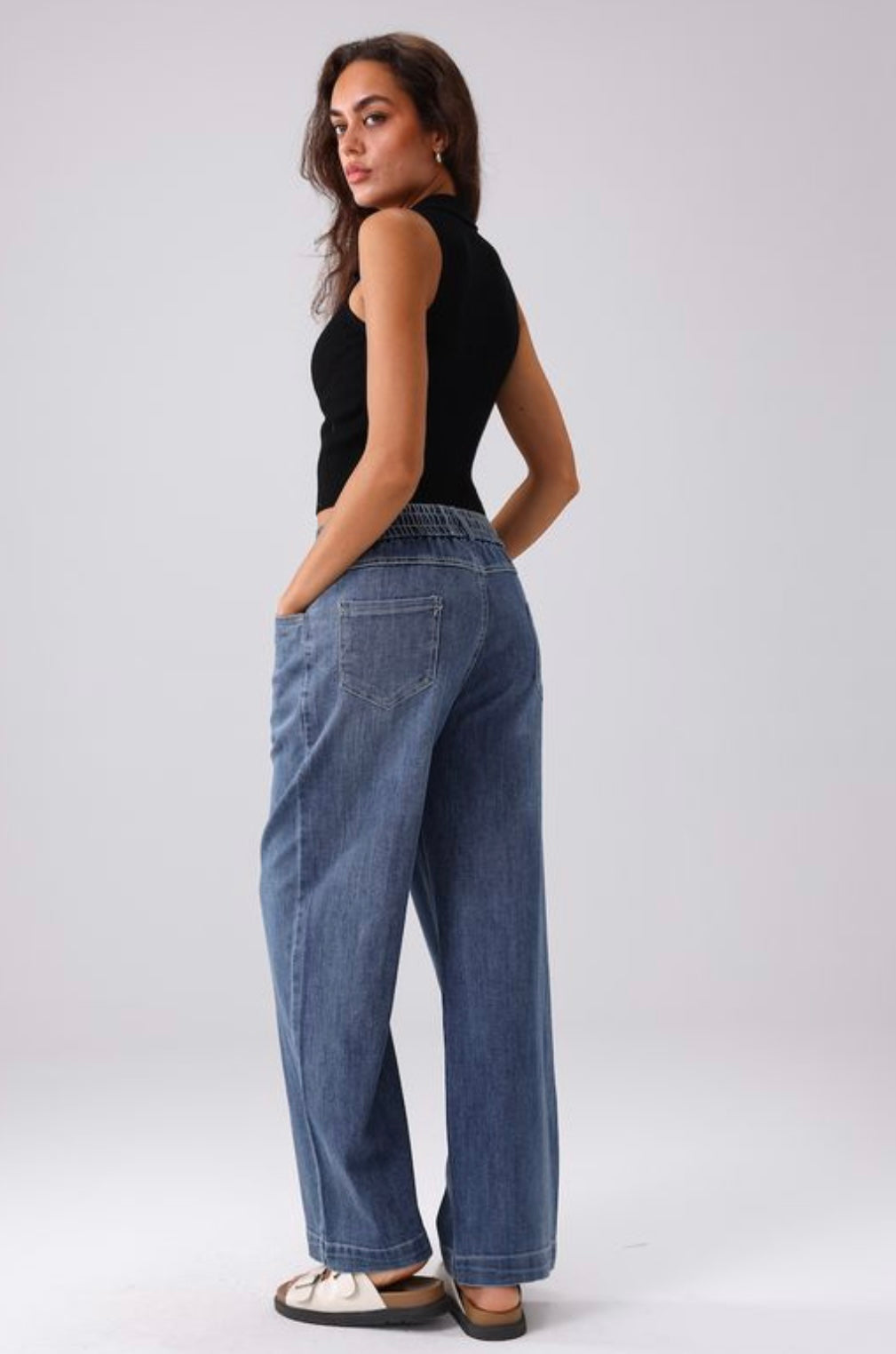 High Rise Wide Leg Denim Jeans
