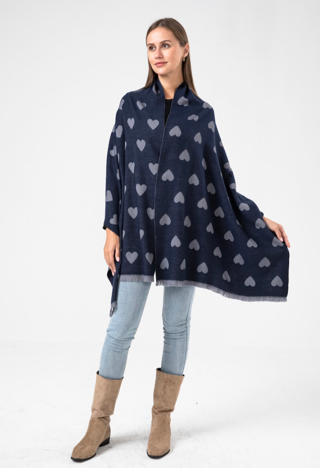 Navy Heart Scarf