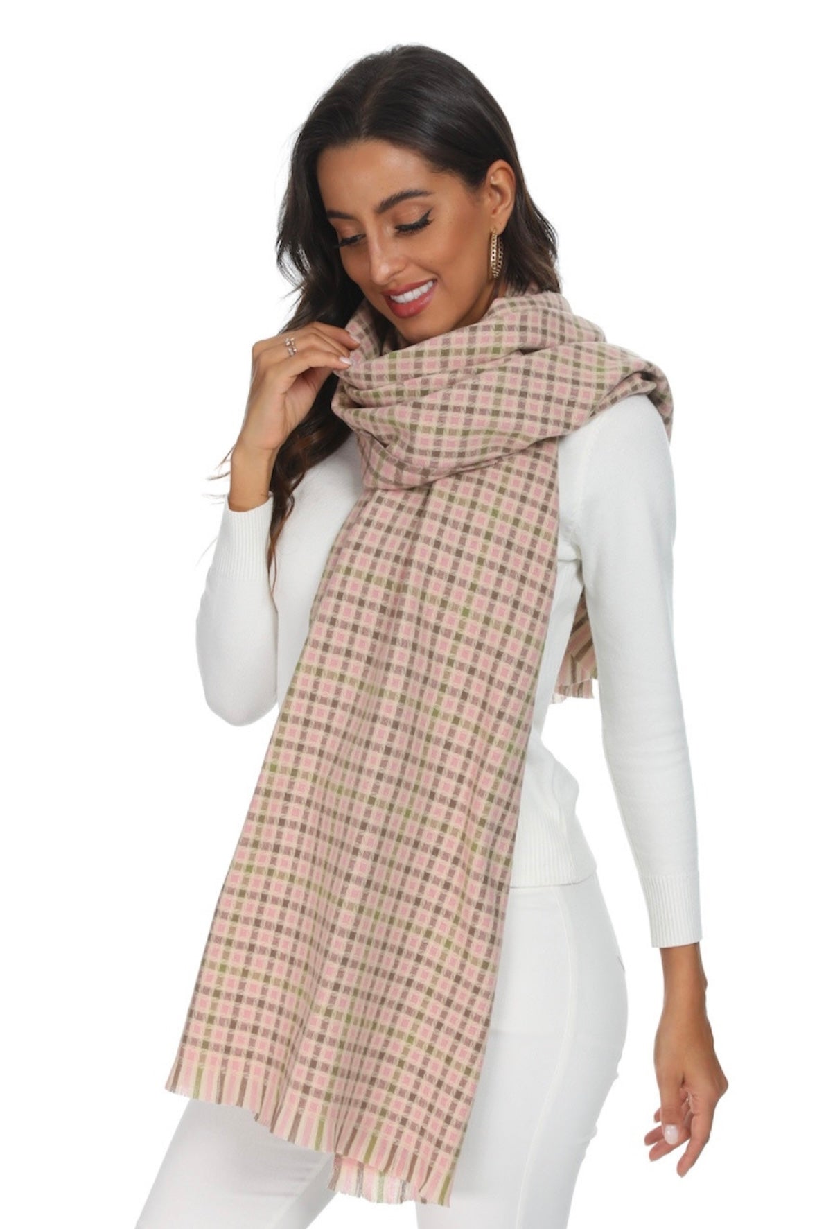 Pink Plaid Scarf