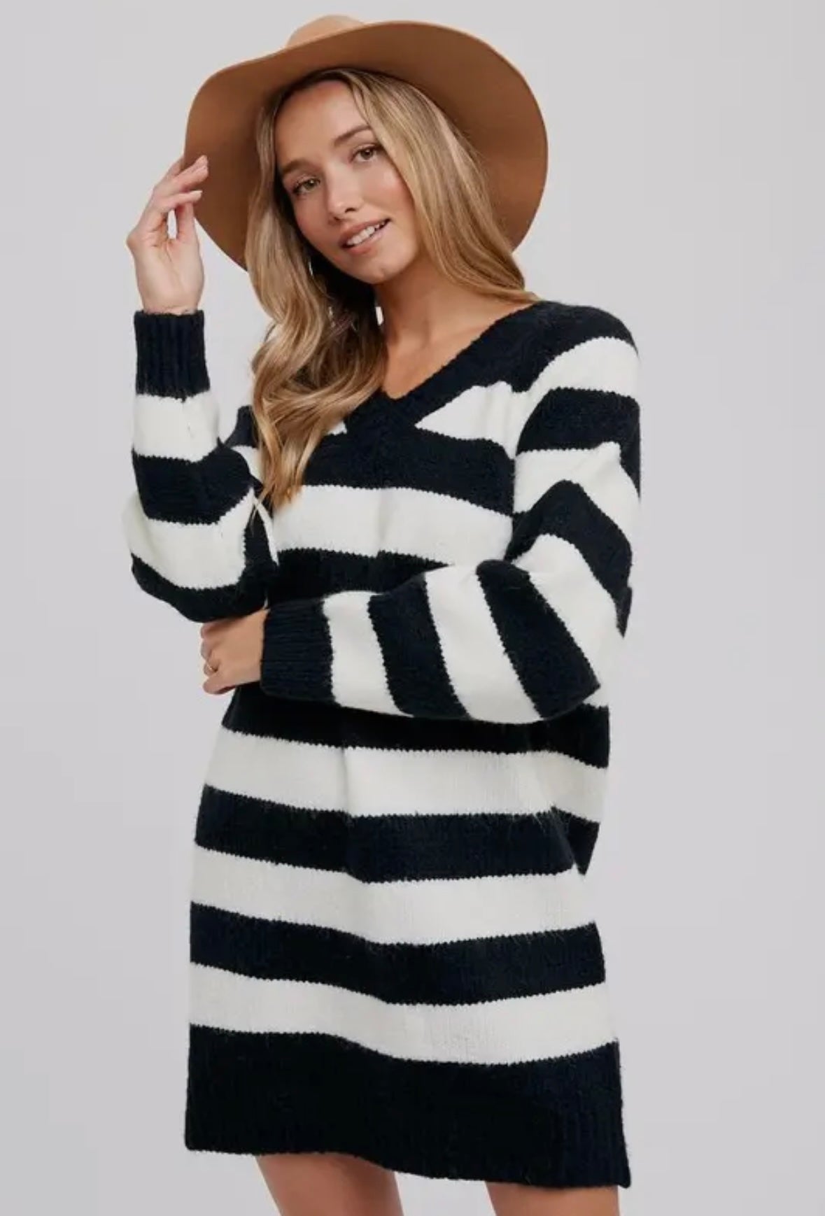 Stripe Sweater Dress - Black/Ivory